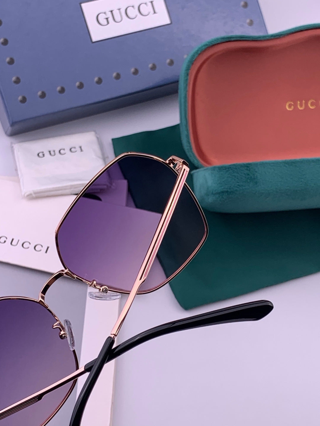 Gucci G5826 Metal Square Purple Lens Sunglasses for Men & Women - 464910 - detail image 4