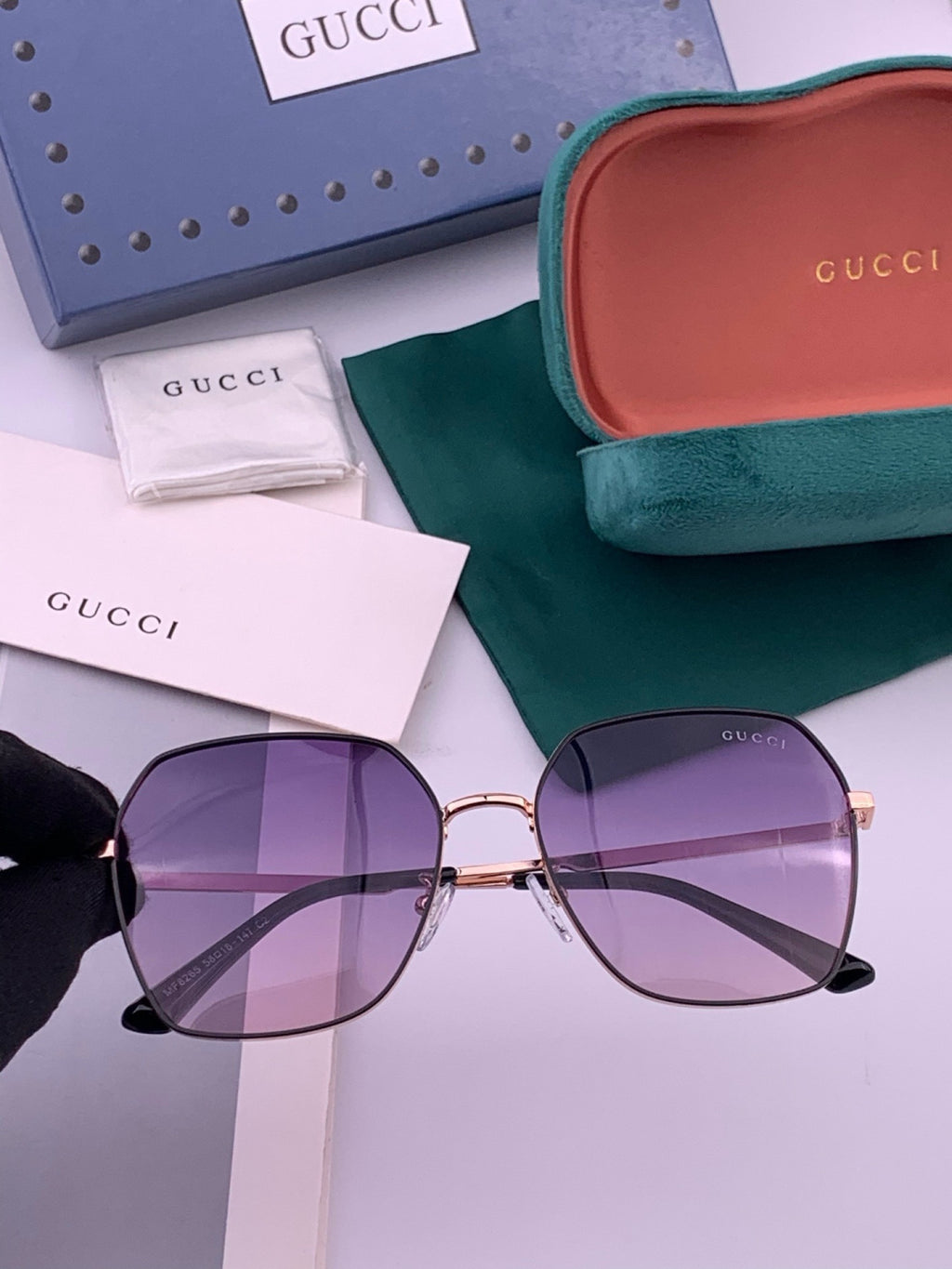 Gucci G5826 Metal Square Purple Lens Sunglasses for Men & Women - 464910