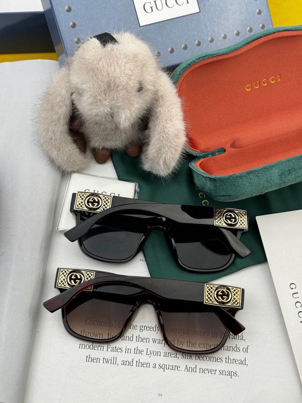 Gucci G35804 Square Gold Lens Sunglasses for Men & Women - 464916 - detail image 6