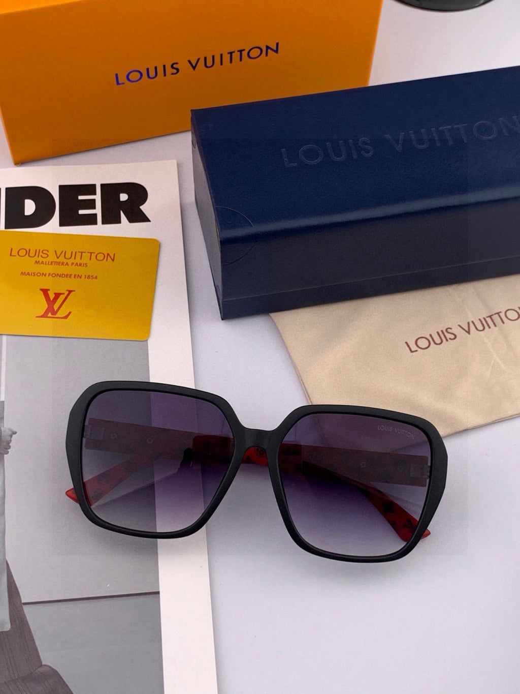 Louis Vuitton L3305 Square Red Lens Sunglasses for Men & Women - 464696 - detail image 2