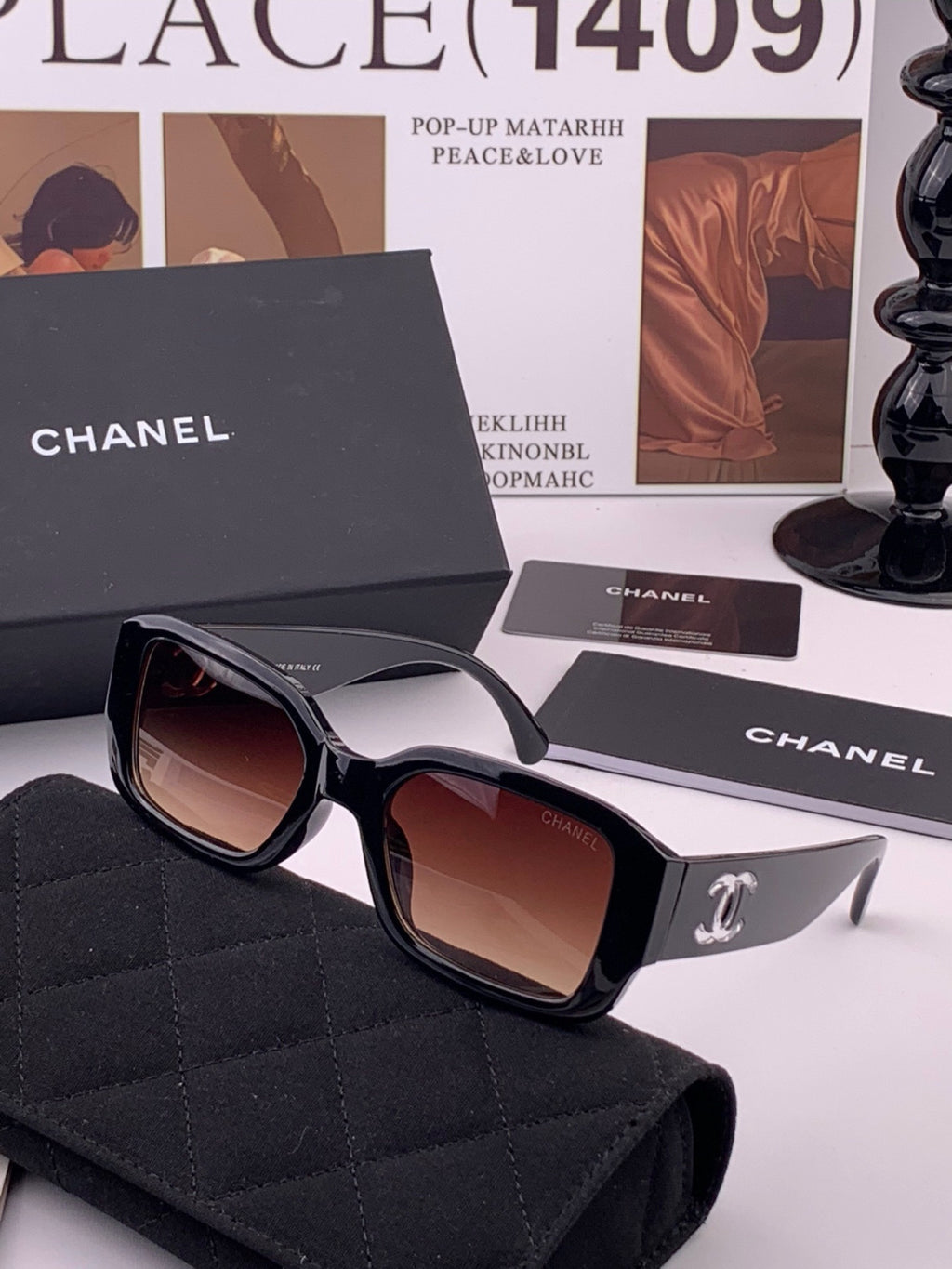 Chanel CH76910 Square Black Lens Sunglasses for Men & Women - 465107 - detail image 2