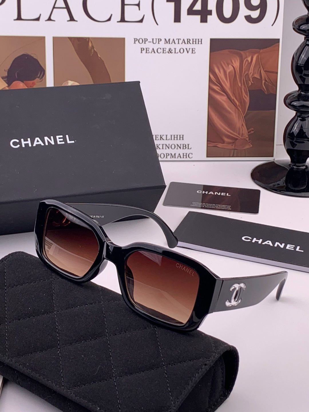 Chanel CH76910 Square Black Lens Sunglasses for Men & Women - 465107 - detail image 2