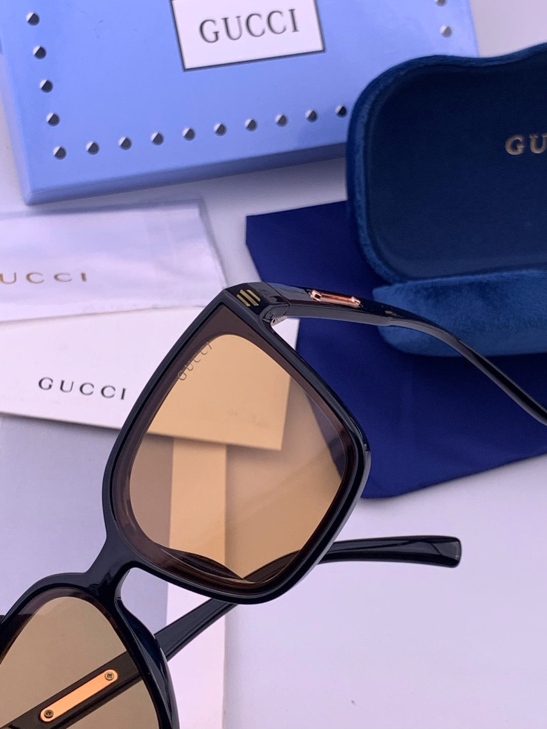 Gucci G3779 Square Brown Lens Sunglasses for Men & Women - detail image 3