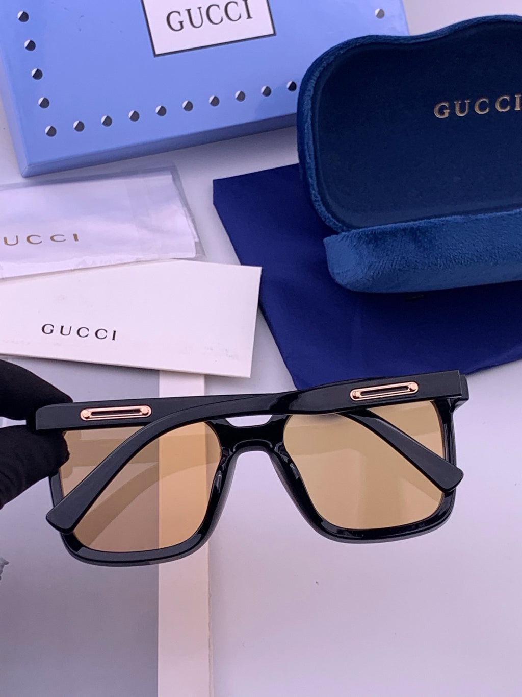 Gucci G3779 Square Brown Lens Sunglasses for Men & Women - detail image 5