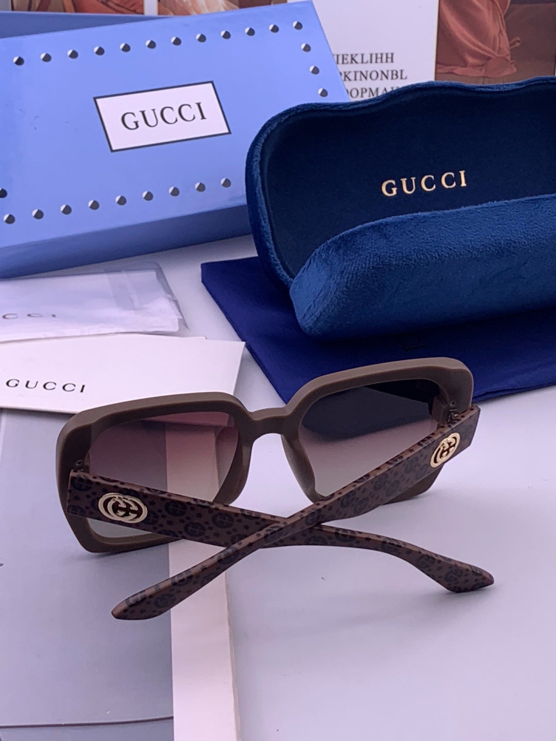 Gucci G4771 Polarized Square Pink Lens Sunglasses for Women - detail image 5