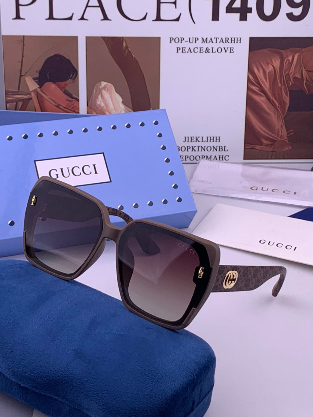 Gucci G4771 Polarized Square Pink Lens Sunglasses for Women - detail image 2
