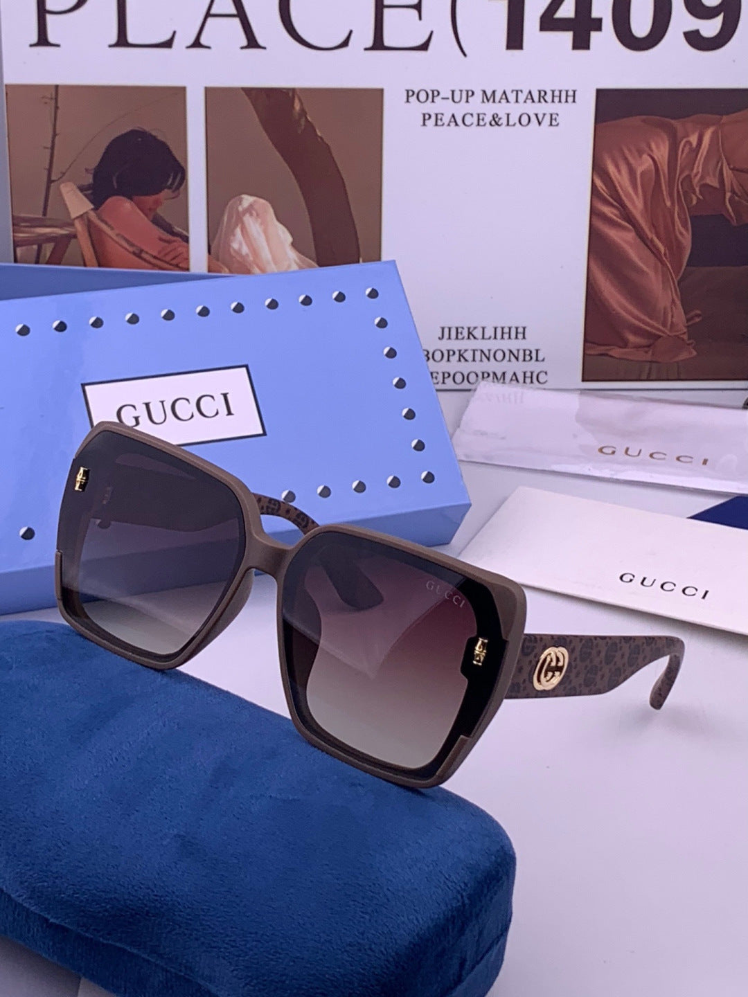Gucci G4771 Polarized Square Pink Lens Sunglasses for Women - detail image 2