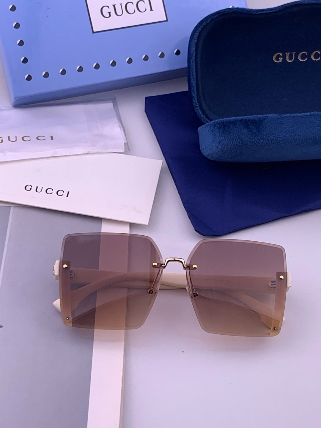 Gucci G3365 Square Brown Lens Sunglasses for Men & Women - detail image 5