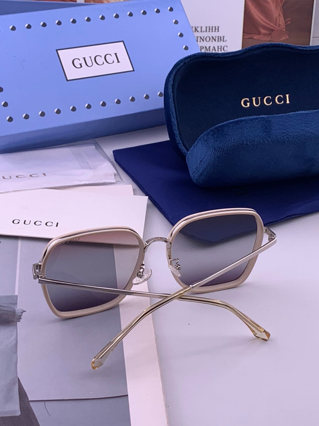 Gucci G630 Metal Square Gold Lens Sunglasses for Men & Women - detail image 5