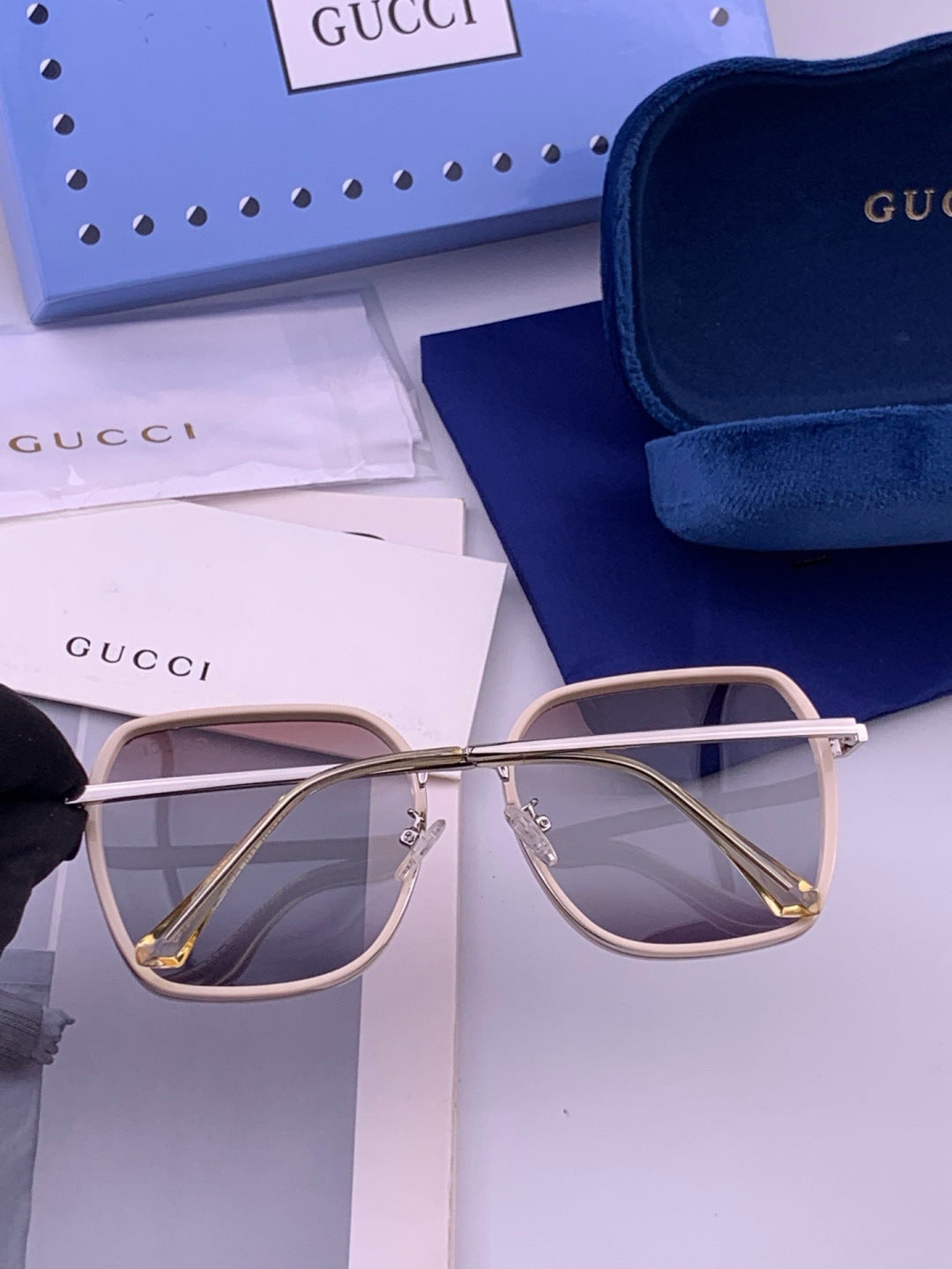 Gucci G630 Metal Square Gold Lens Sunglasses for Men & Women - detail image 4