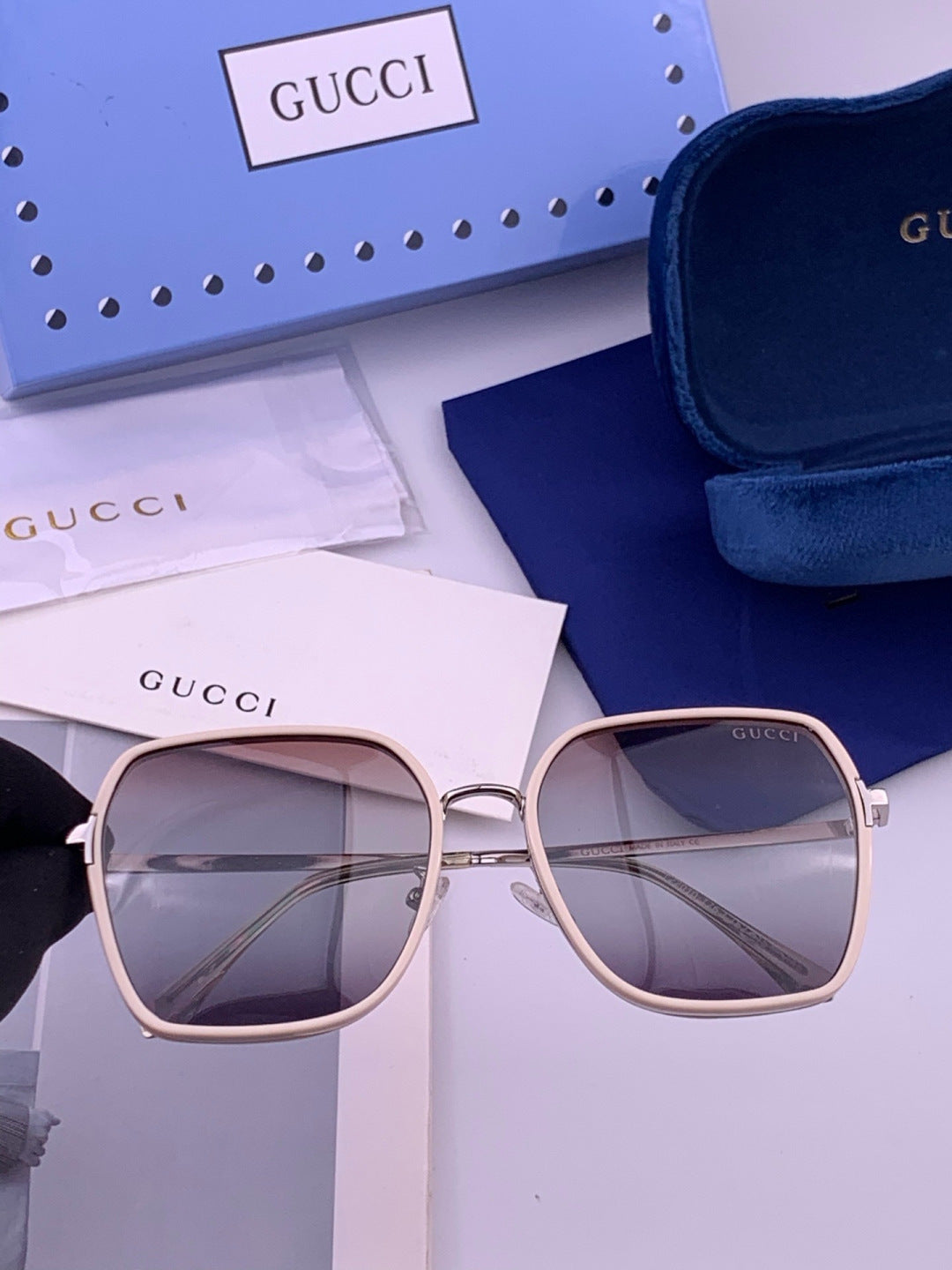 Gucci G630 Metal Square Gold Lens Sunglasses for Men & Women