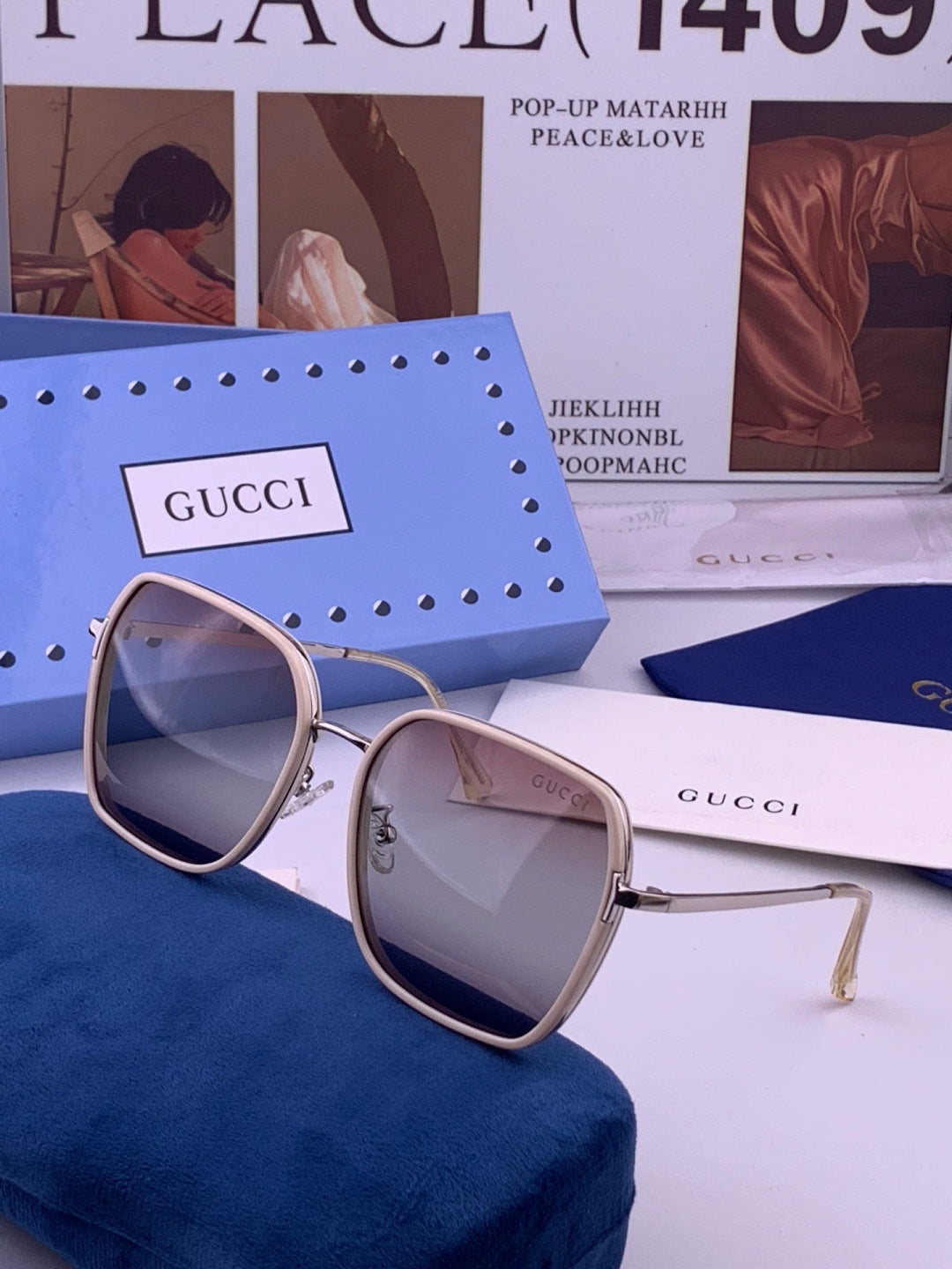 Gucci G630 Metal Square Gold Lens Sunglasses for Men & Women - detail image 2