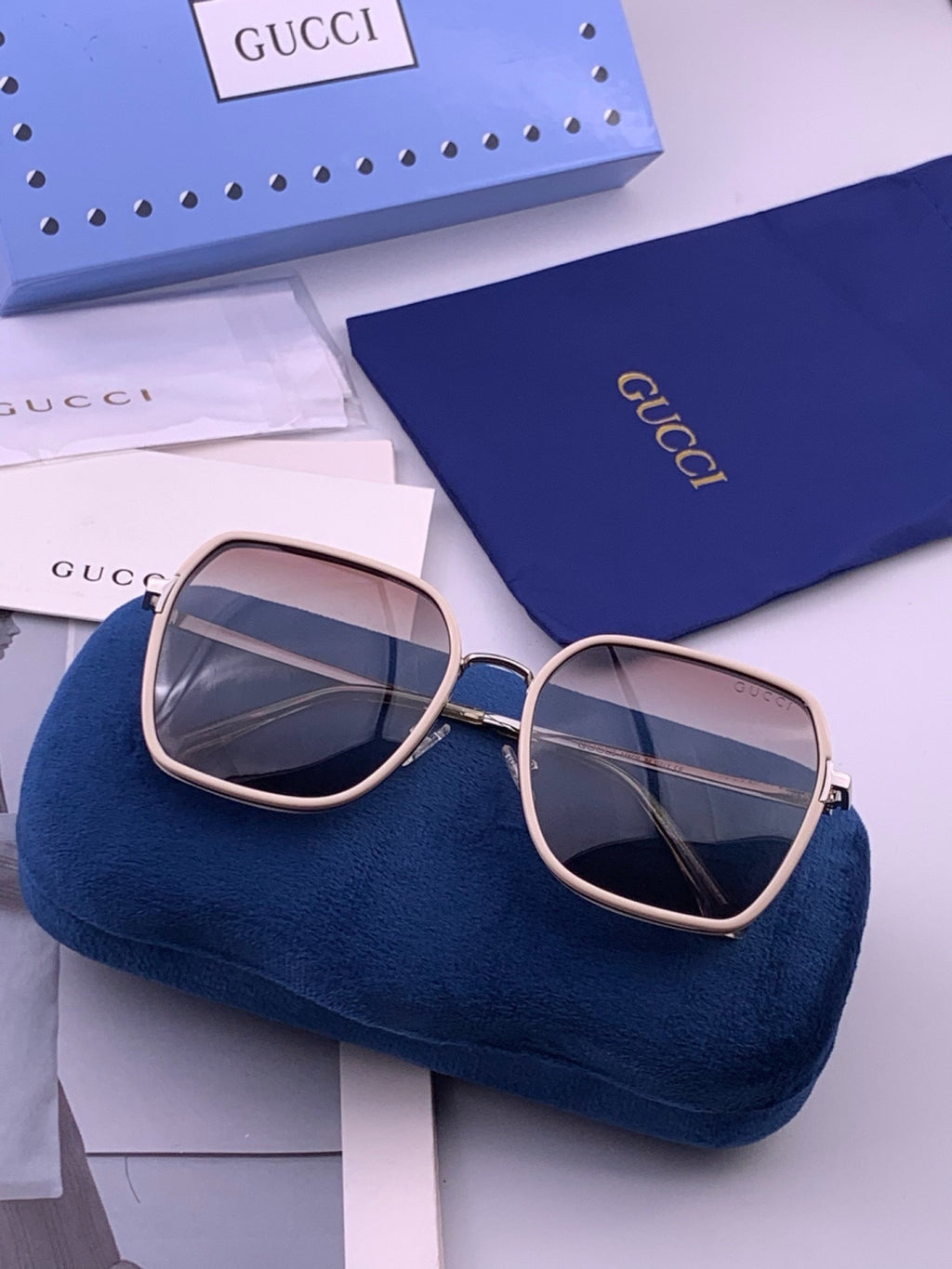 Gucci G630 Metal Square Gold Lens Sunglasses for Men & Women - detail image 6