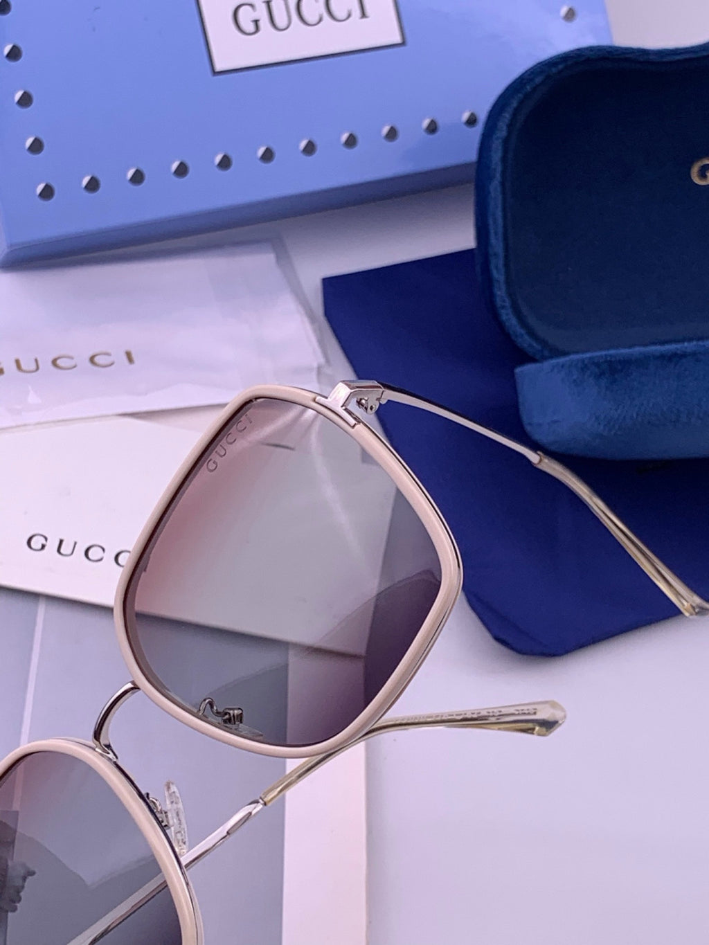Gucci G630 Metal Square Gold Lens Sunglasses for Men & Women - detail image 3