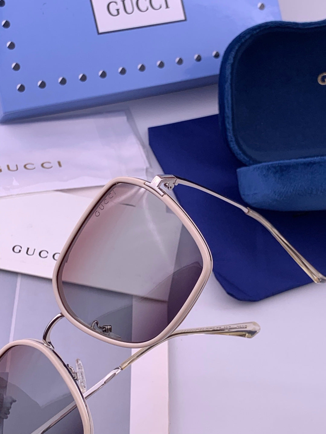 Gucci G630 Metal Square Gold Lens Sunglasses for Men & Women - detail image 3