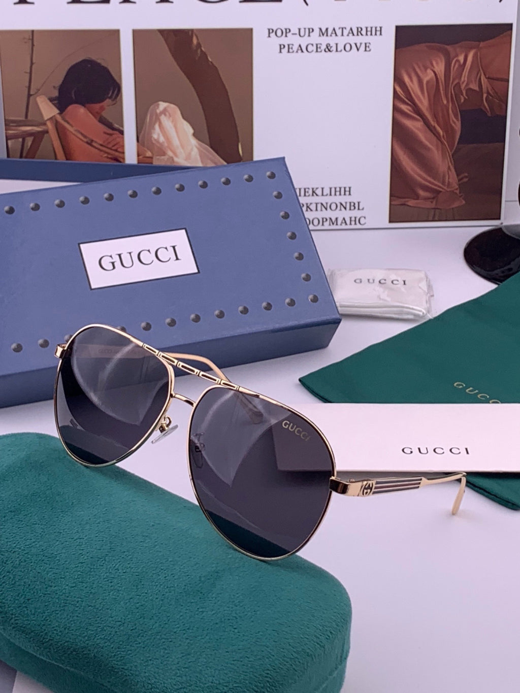 Gucci G3081 Polarized Aviator Black Lens Sunglasses for Men & Women - 464903 - detail image 2