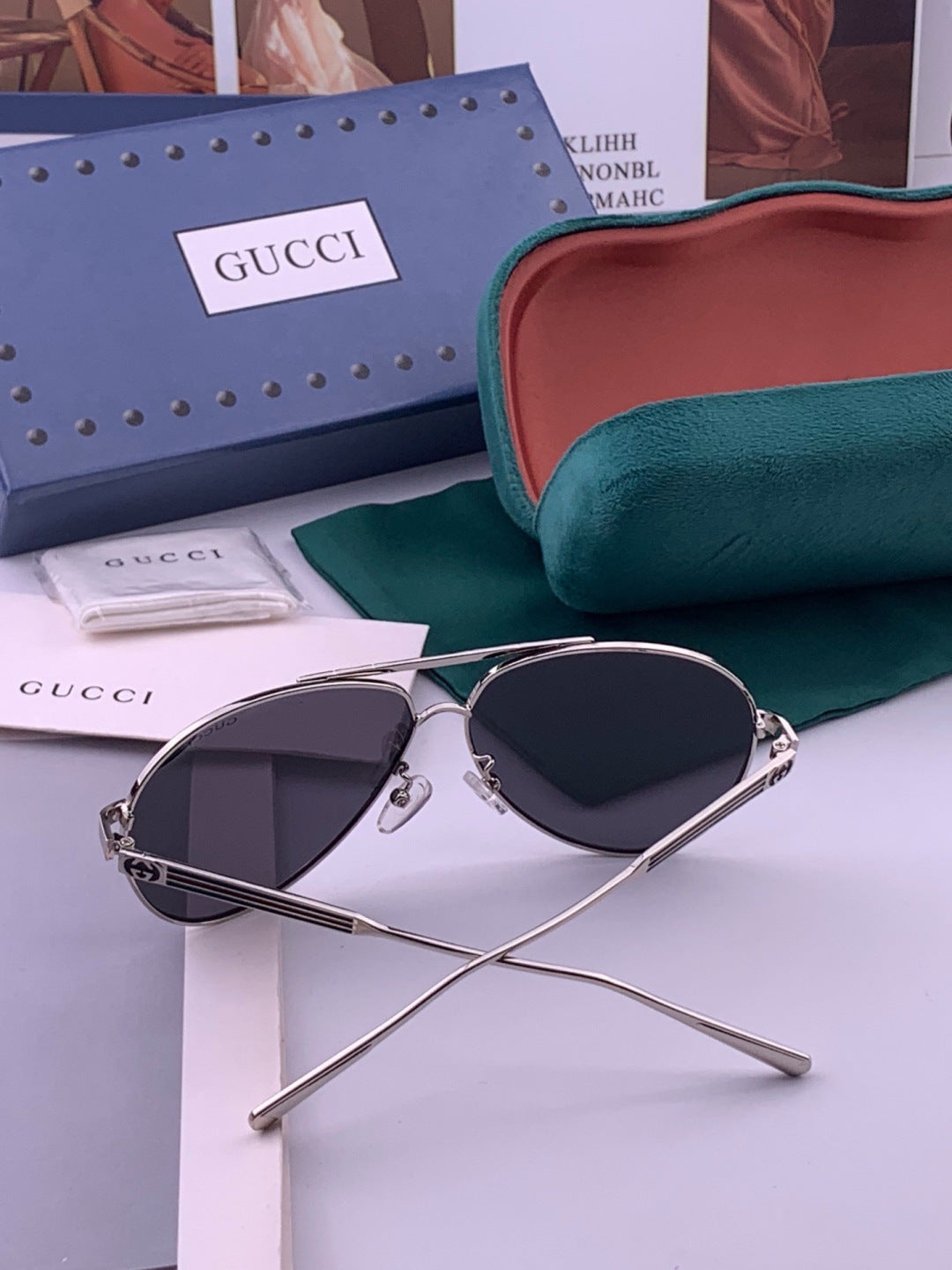Gucci G3081 Polarized Aviator Black Lens Sunglasses for Men & Women - detail image 7
