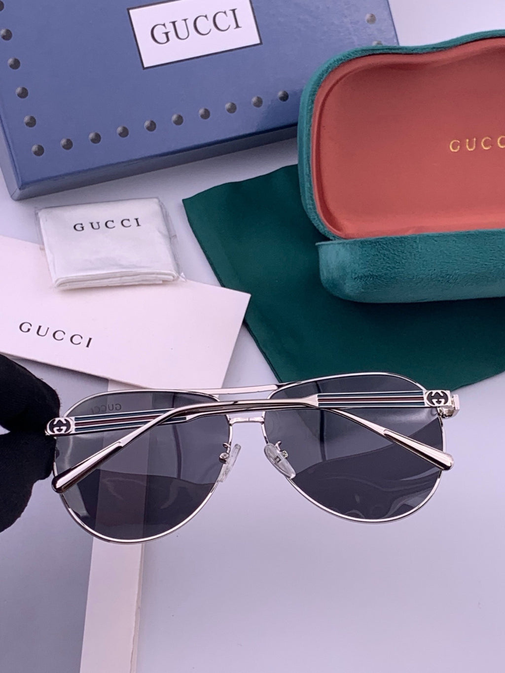 Gucci G3081 Polarized Aviator Black Lens Sunglasses for Men & Women - detail image 4