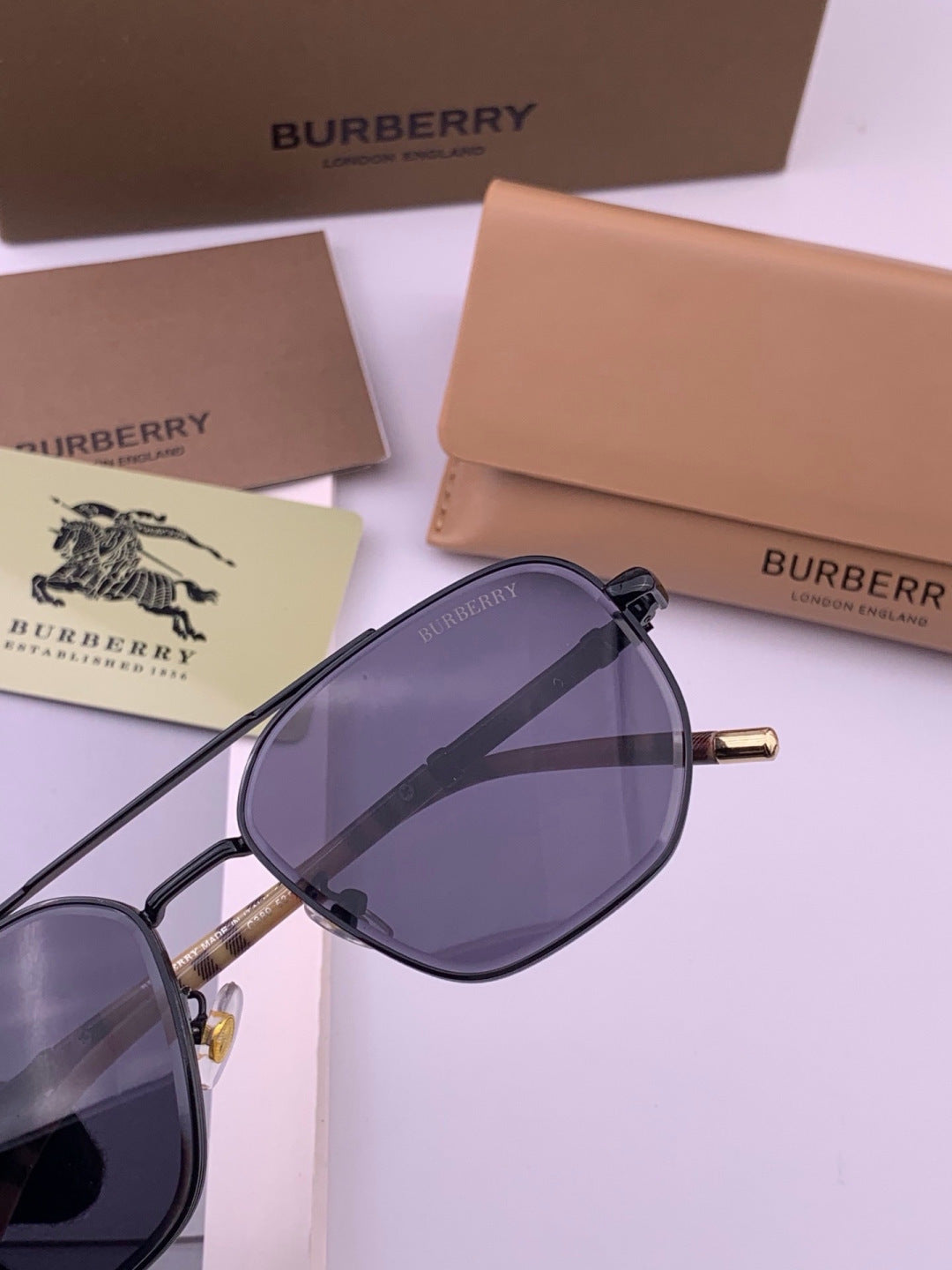 Burberry B938 Aviator Blue Lens Sunglasses for Men - detail image 5