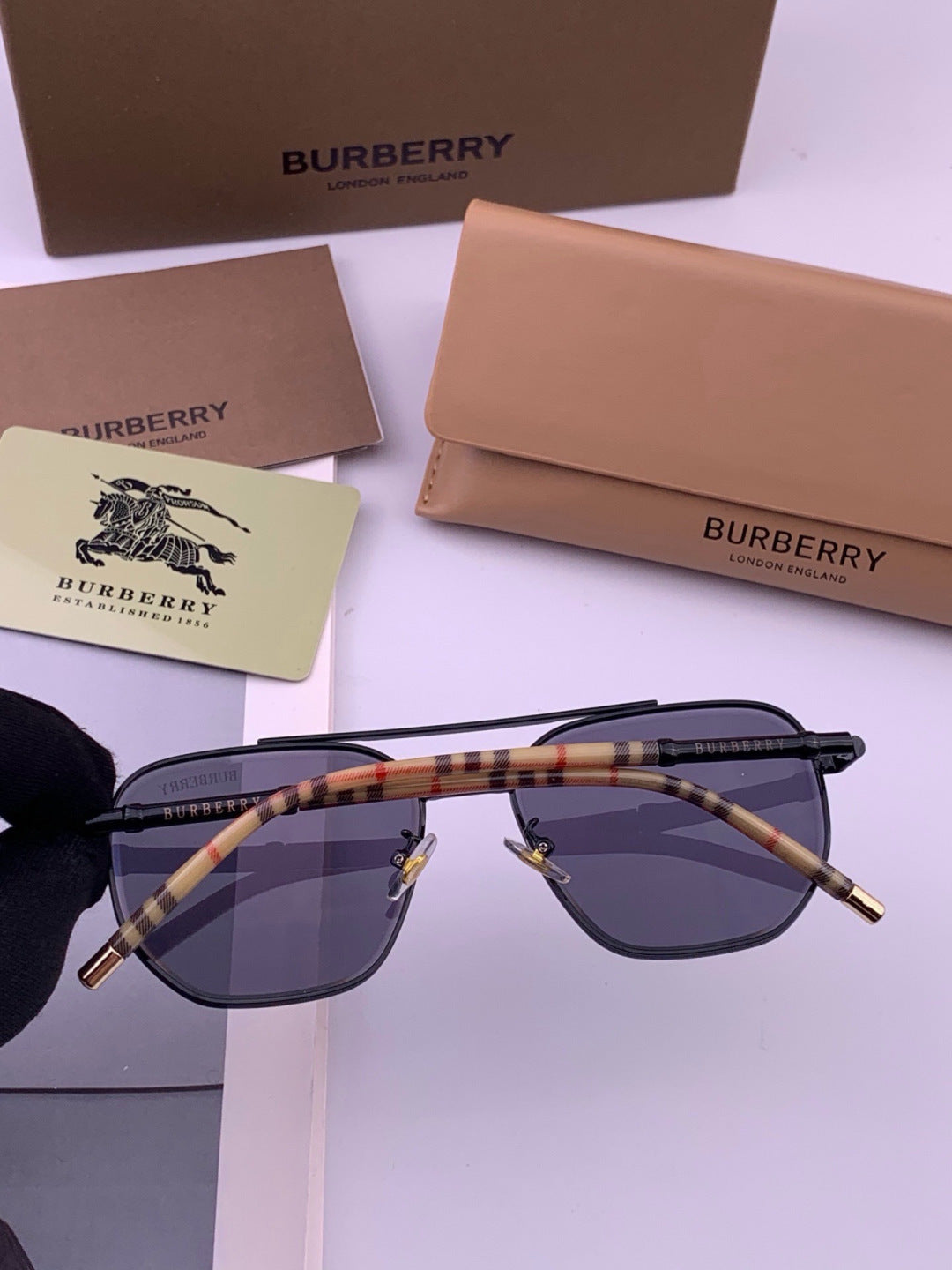 Burberry B938 Aviator Blue Lens Sunglasses for Men - detail image 4