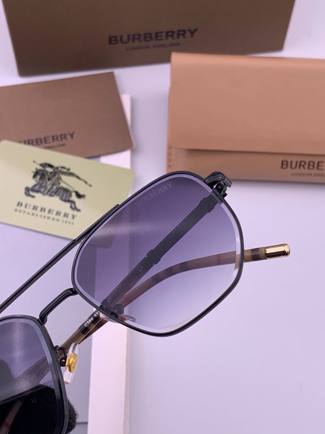 Burberry B938 Aviator Purple Lens Sunglasses for Men - detail image 5