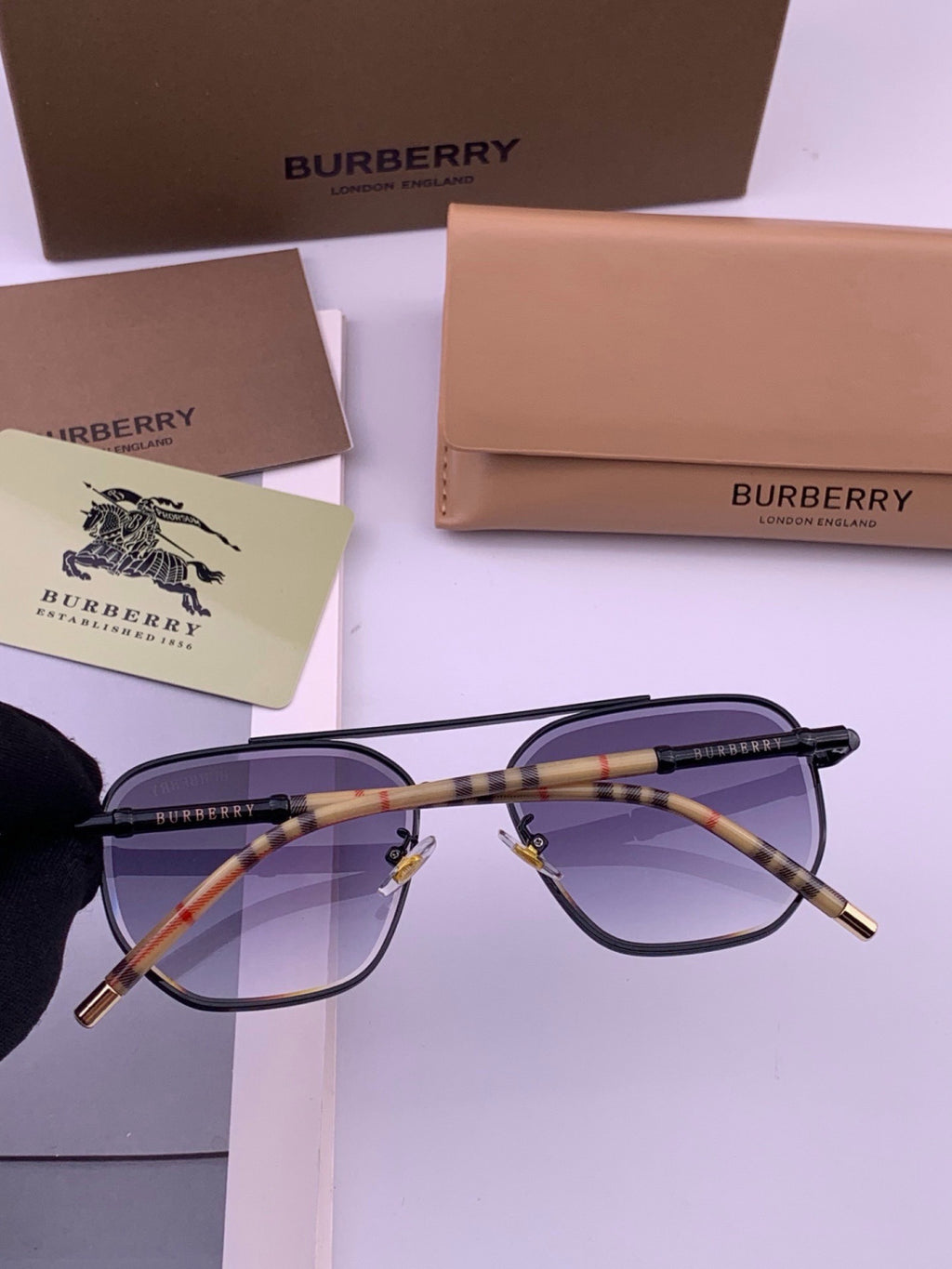 Burberry B938 Aviator Purple Lens Sunglasses for Men - detail image 4