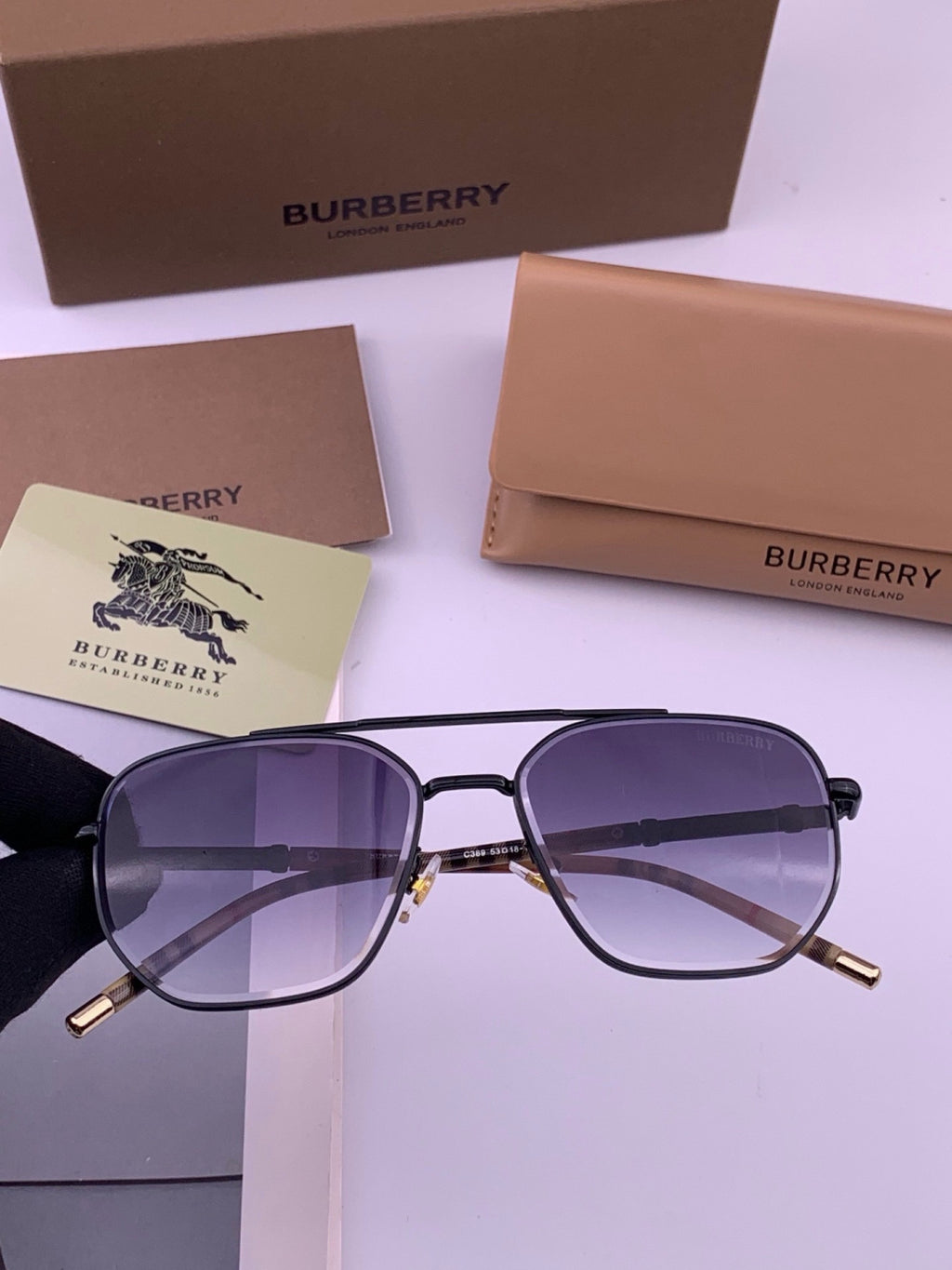 Burberry B938 Aviator Purple Lens Sunglasses for Men