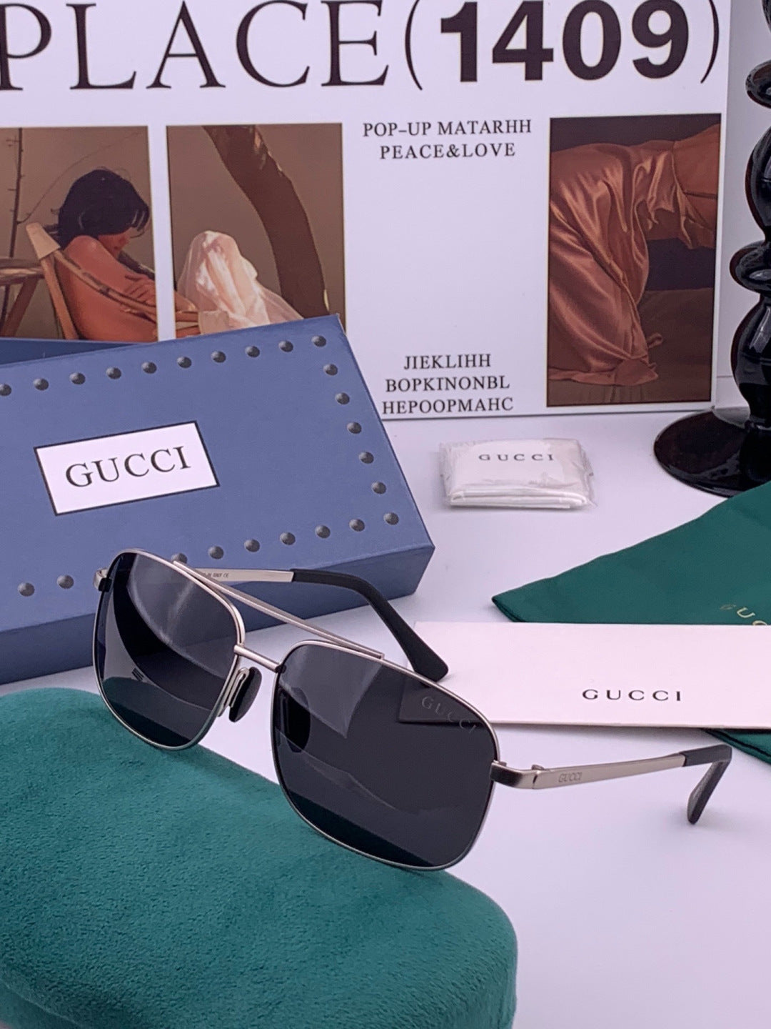 Gucci G080666 Polarized Aviator Gold Lens Sunglasses for Men & Women - detail image 2