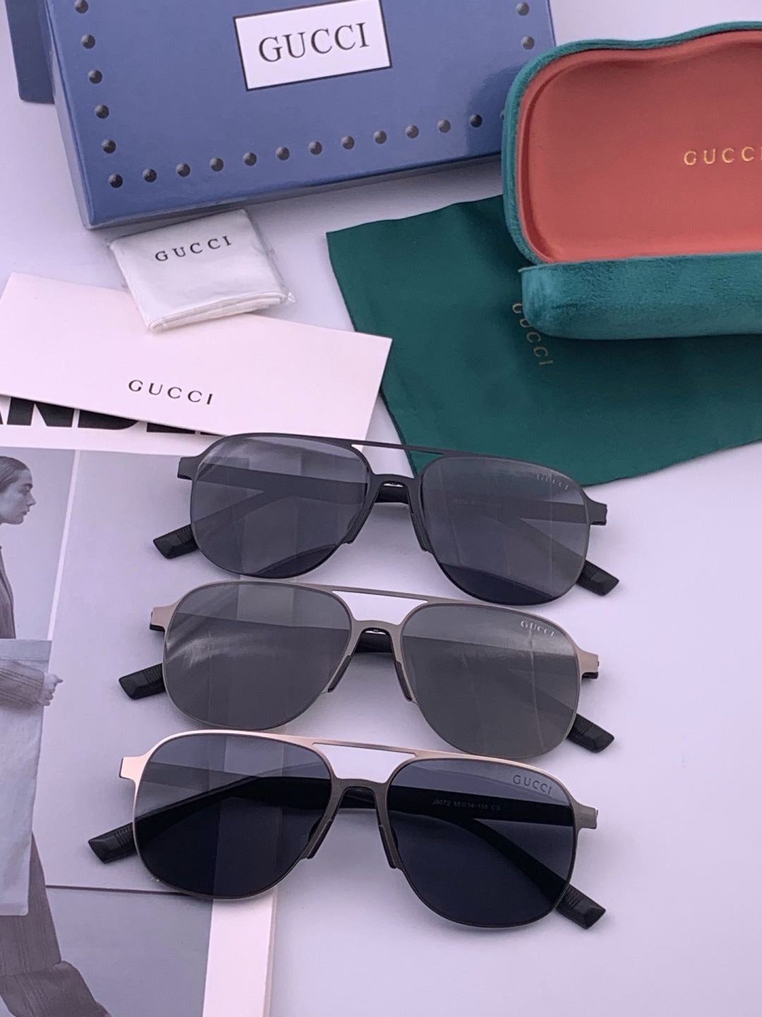 Gucci G2807 Polarized Aviator Black Lens Sunglasses for Men - 464874 - detail image 8