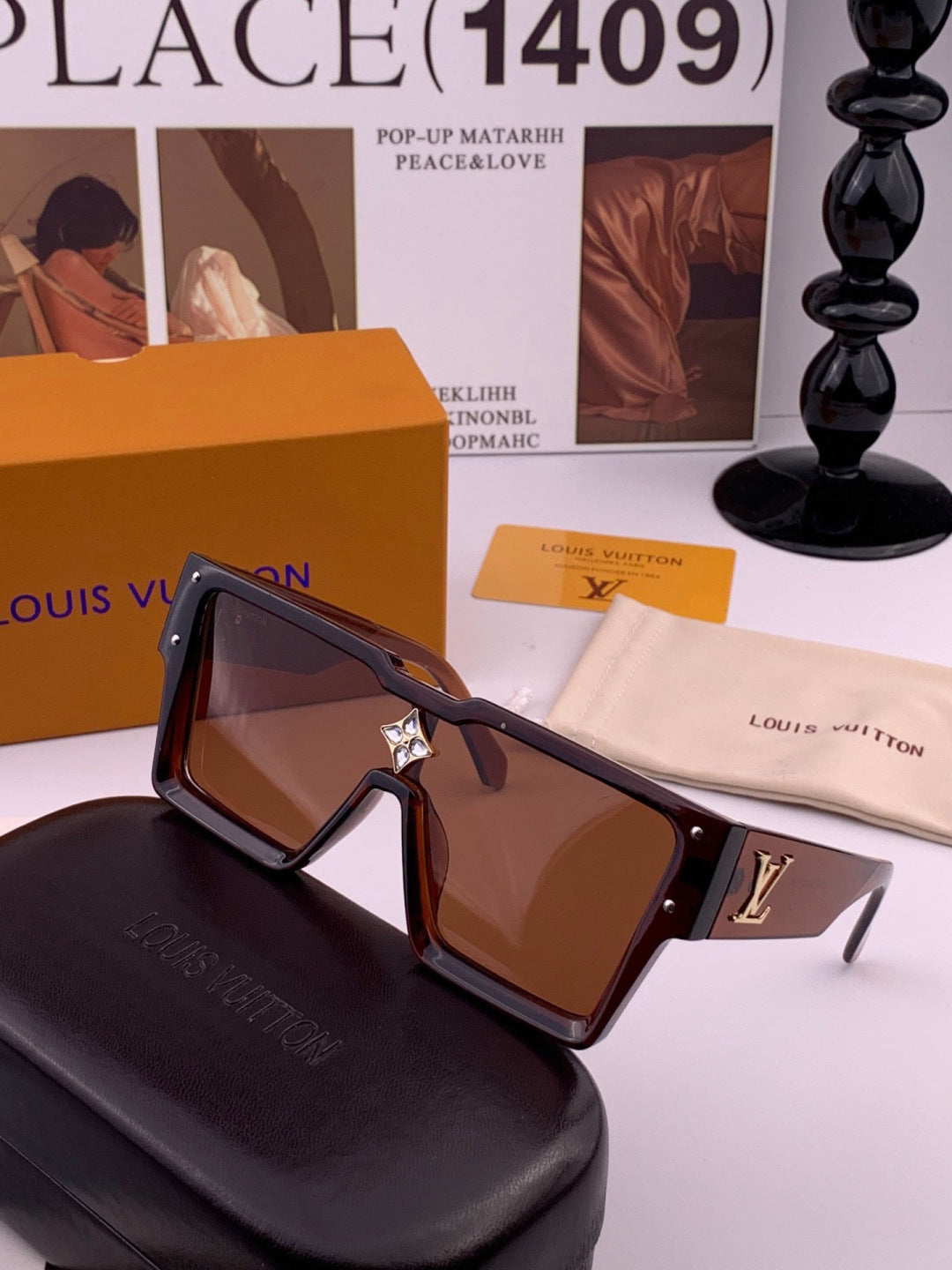 Louis Vuitton L7600 Square Black Lens Sunglasses for Women - 493230 - detail image 2