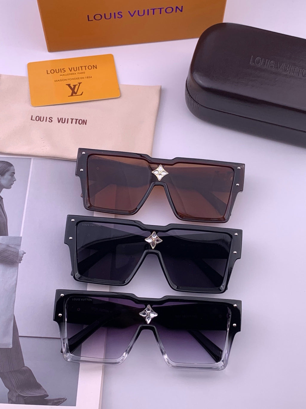 Louis Vuitton L7600 Square Black Lens Sunglasses for Women - detail image 8