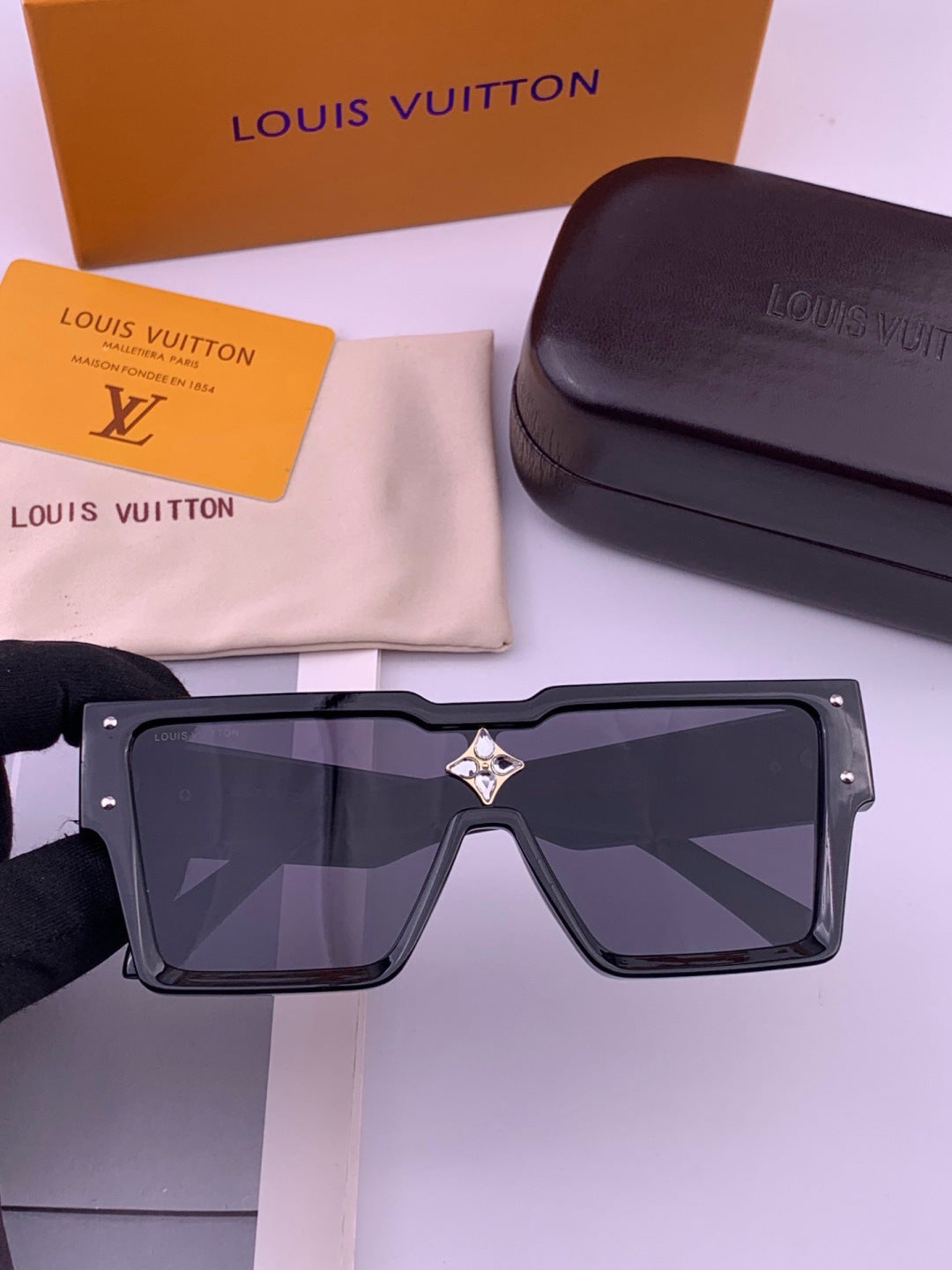 Louis Vuitton L7600 Square Black Lens Sunglasses for Women