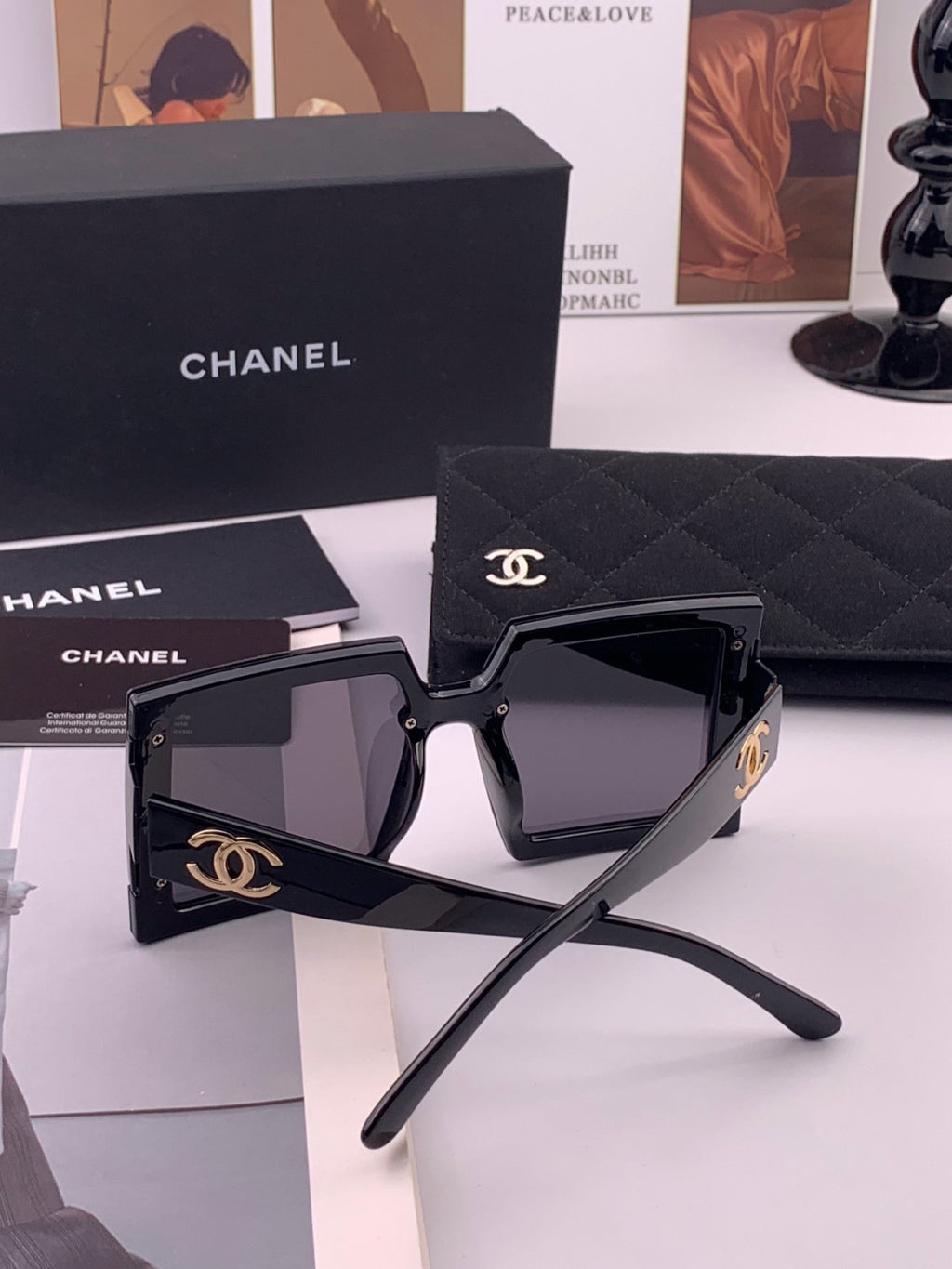 Chanel CH8615 Polarized Square Gold Lens Sunglasses for Women - detail image 6
