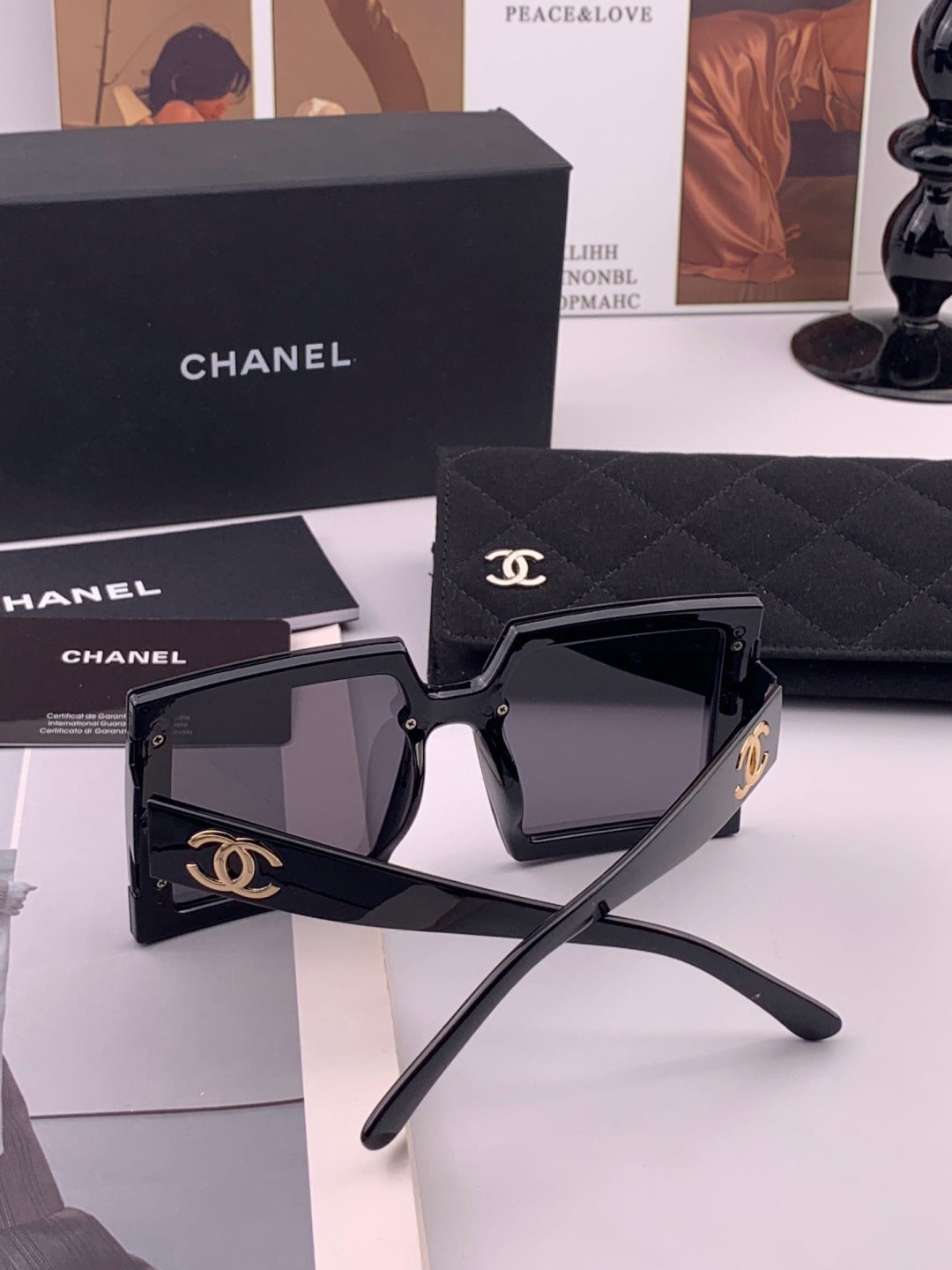 Chanel CH8615 Polarized Square Gold Lens Sunglasses for Women - detail image 6