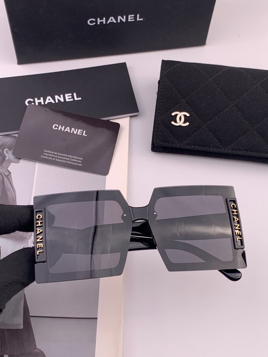 Chanel CH8615 Polarized Square Gold Lens Sunglasses for Women