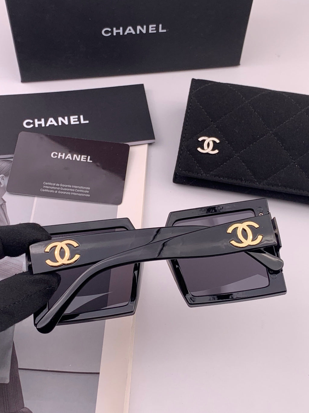 Chanel CH8615 Polarized Square Gold Lens Sunglasses for Women - detail image 5