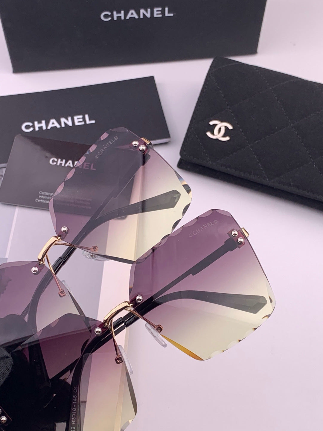 Chanel CH2999 Lightweight Rimless Gold Lens Sunglasses for Women - detail image 3