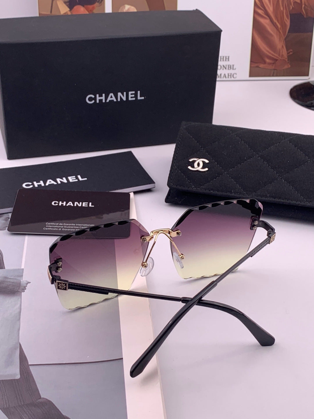 Chanel CH2999 Lightweight Rimless Gold Lens Sunglasses for Women - detail image 5