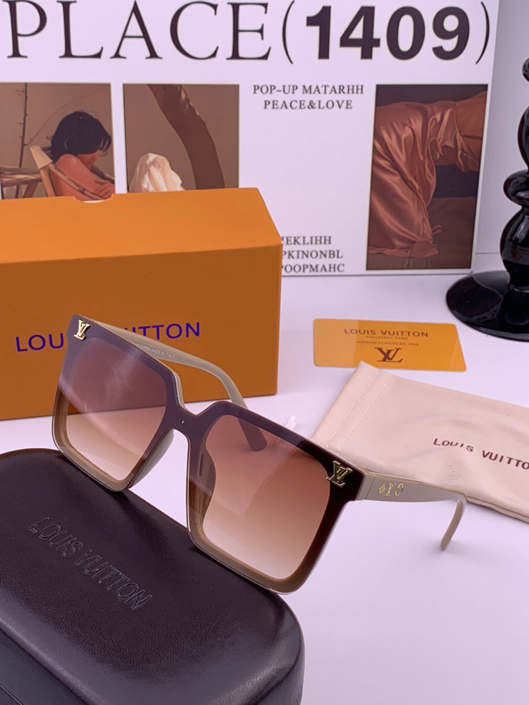 Louis Vuitton L6006 Oversized Red Lens Sunglasses for Men & Women - detail image 2