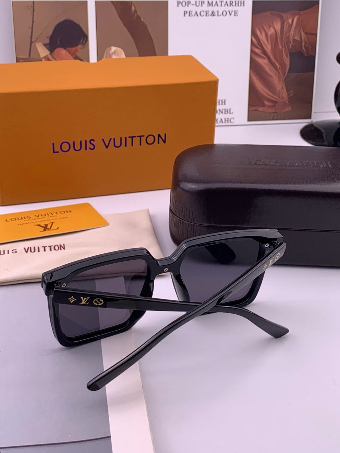 Louis Vuitton L6006 Oversized Black Lens Sunglasses for Men & Women - detail image 7