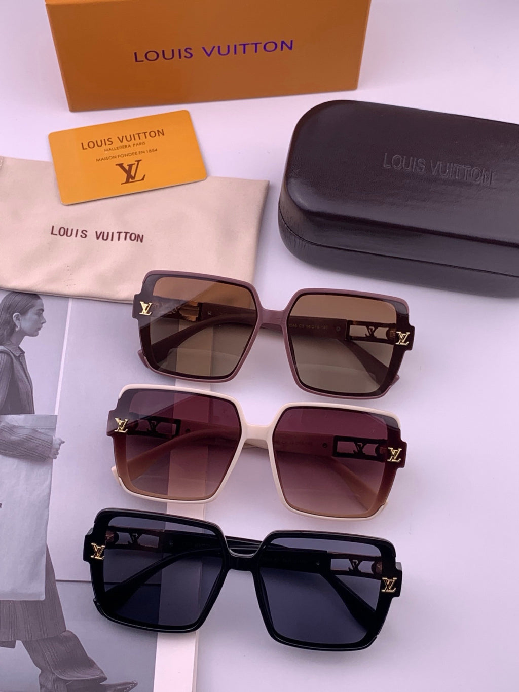 Louis Vuitton L77004 Oversized Purple Lens Sunglasses for Men & Women - detail image 7