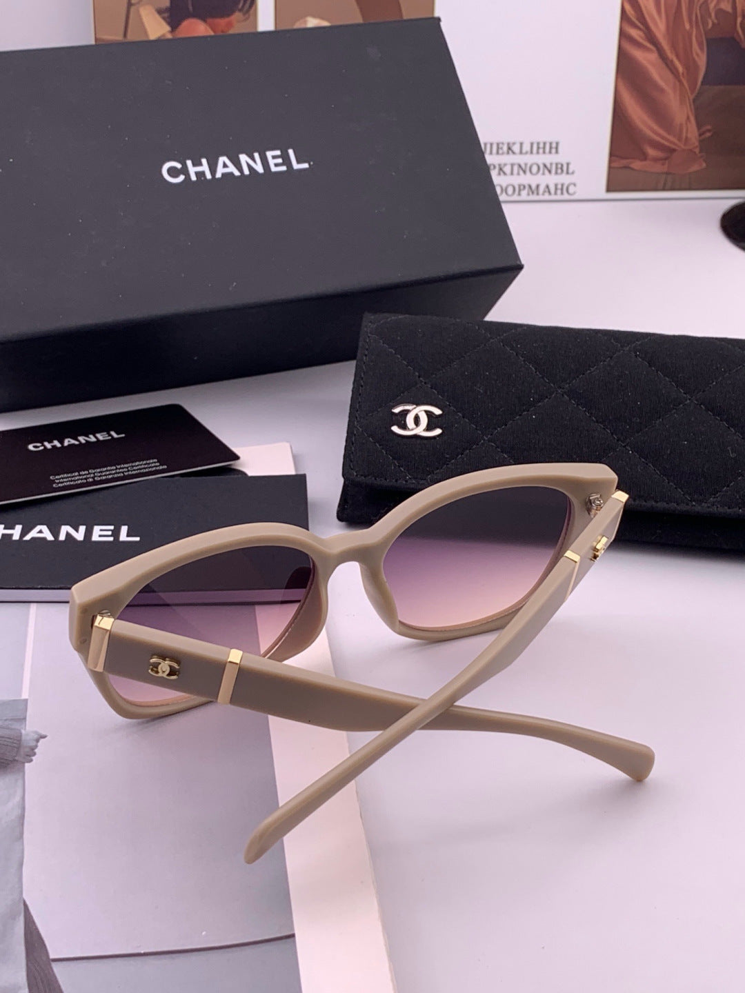 Chanel CH47004 Oversized Purple Lens Sunglasses for Men & Women - detail image 7