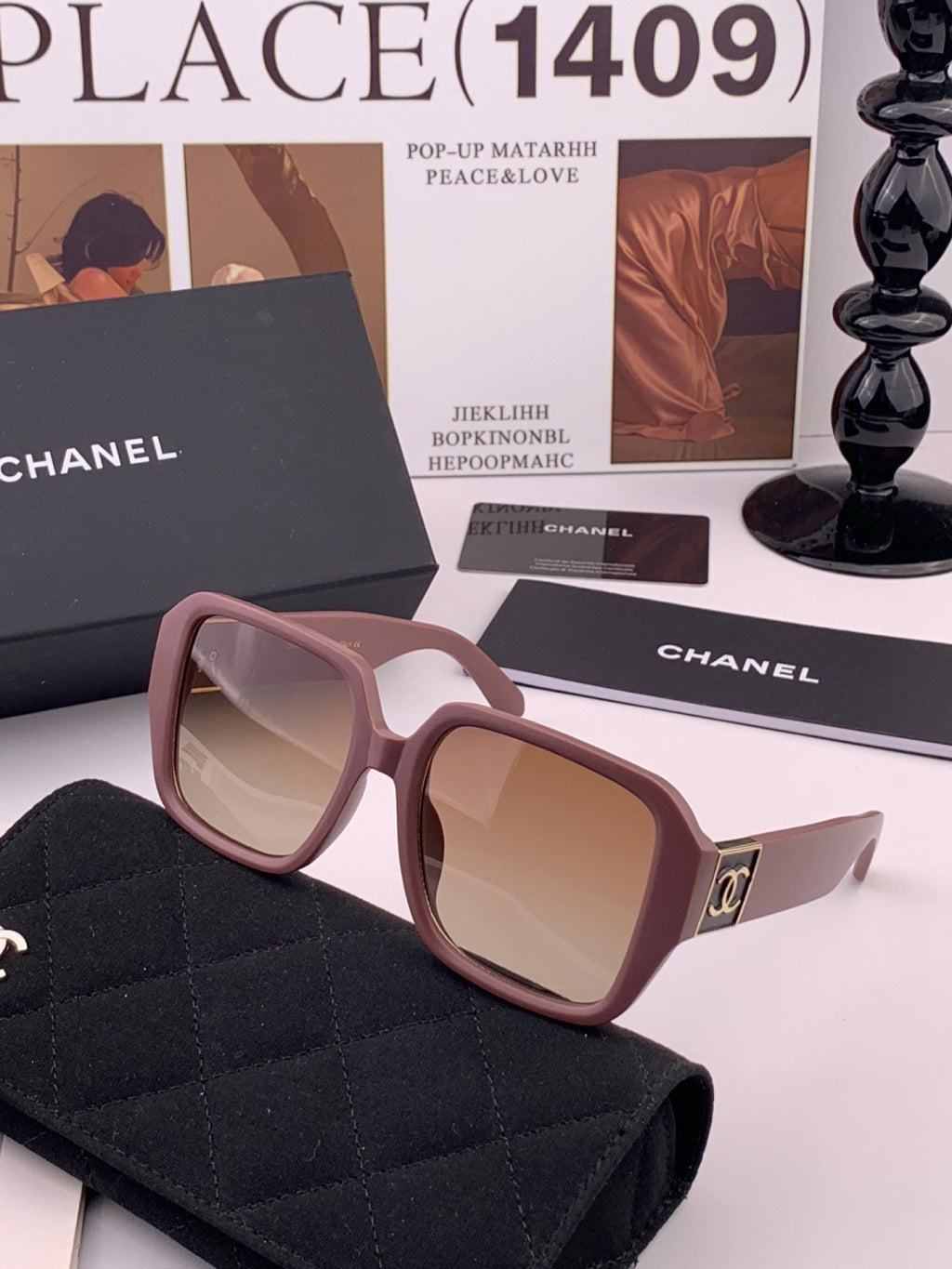 Chanel CH87004 Oversized Red Lens Sunglasses for Men & Women - 493588
