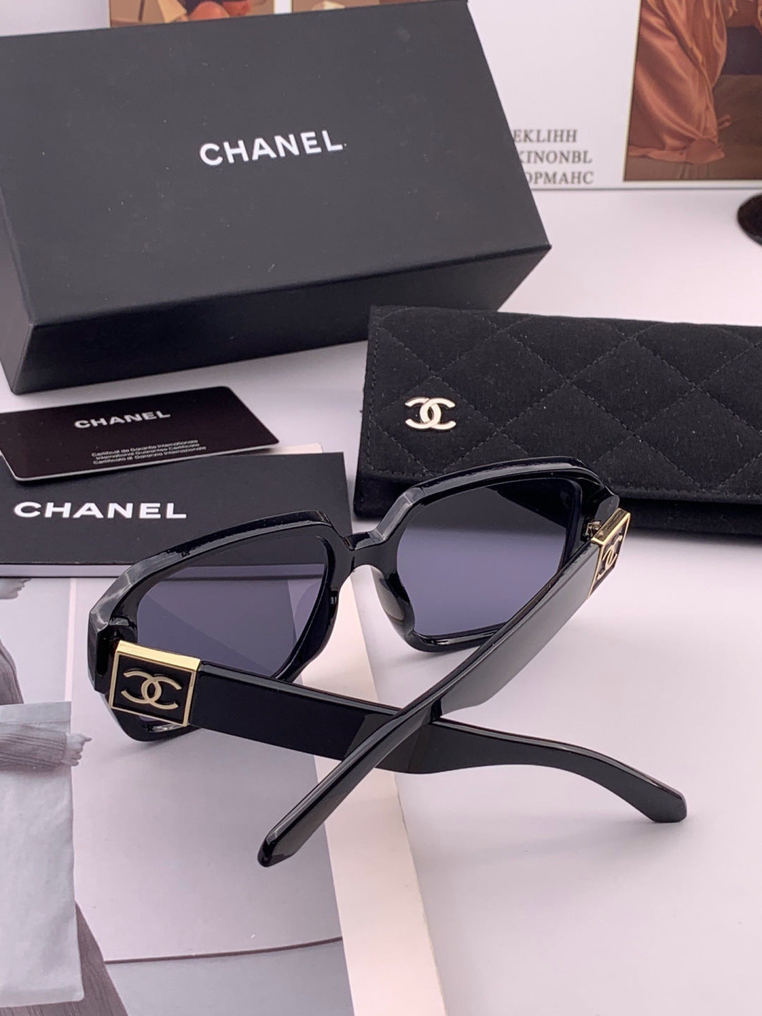 Chanel CH87004 Oversized Black Lens Sunglasses for Men & Women - detail image 6