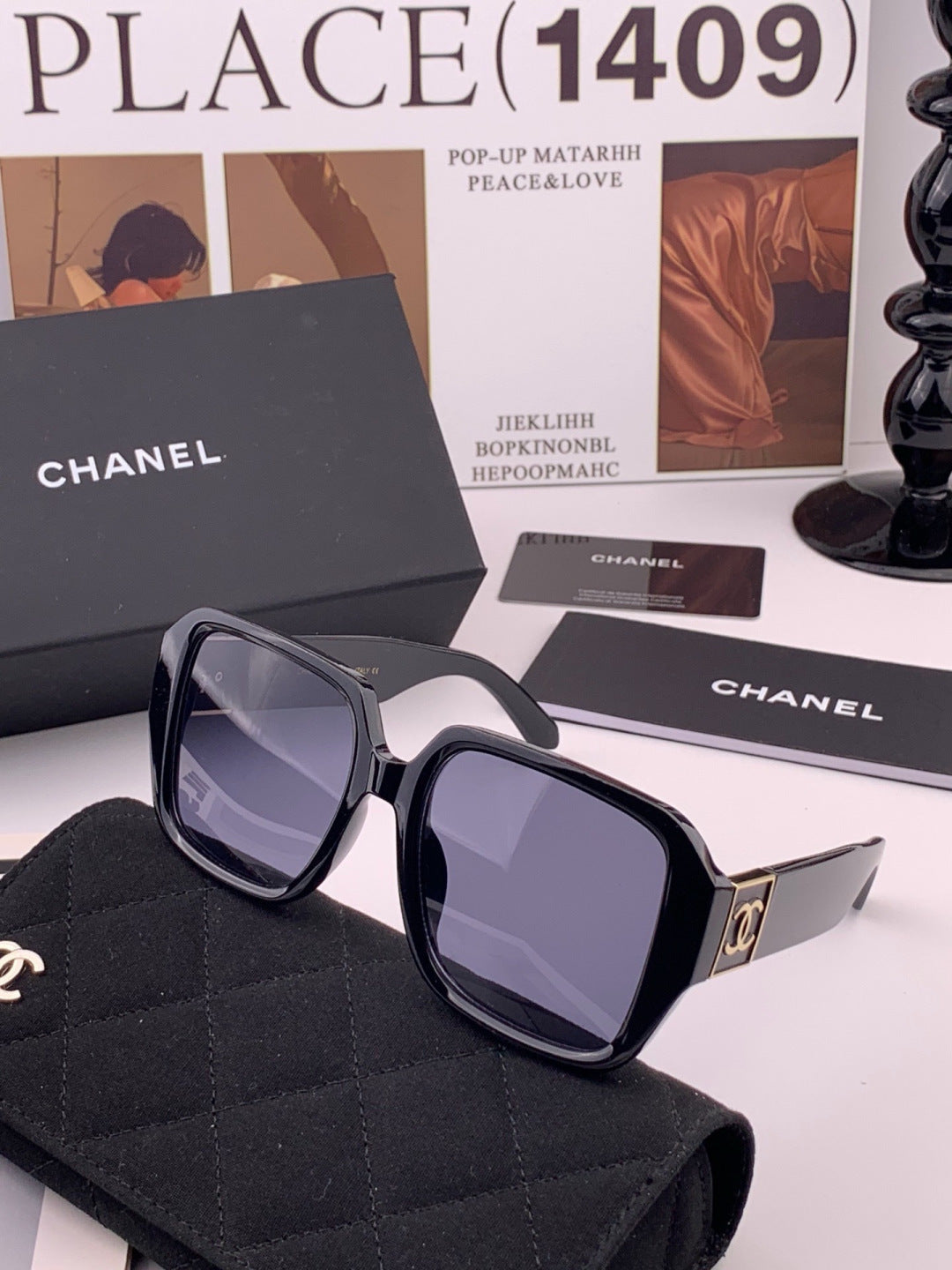 Chanel CH87004 Oversized Black Lens Sunglasses for Men & Women