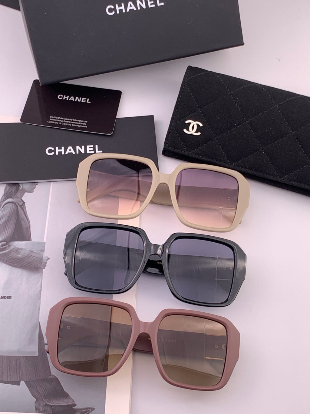 Chanel CH87004 Oversized Red Lens Sunglasses for Men & Women - detail image 8