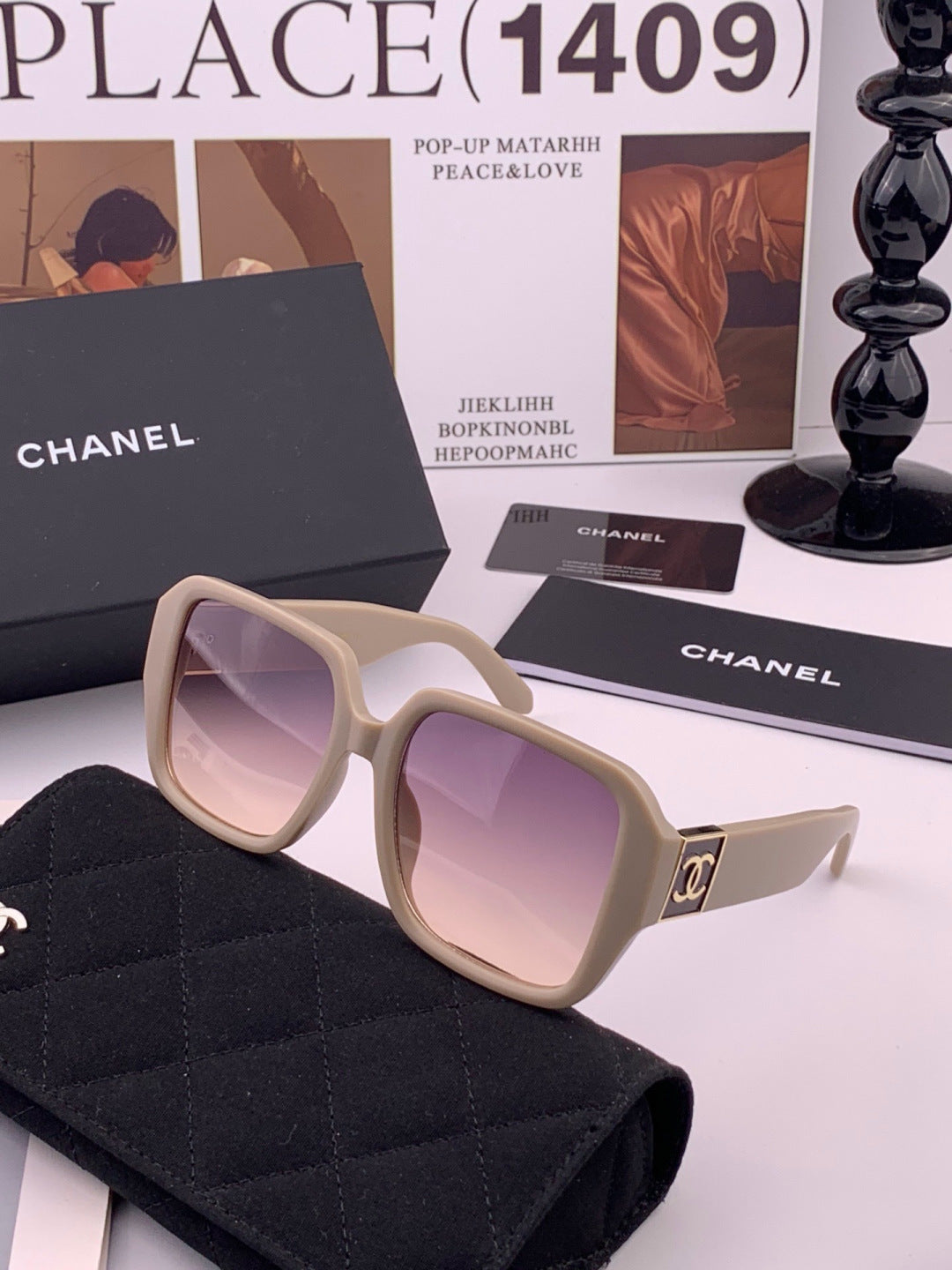 Chanel CH87004 Oversized Red Lens Sunglasses for Men & Women - detail image 2