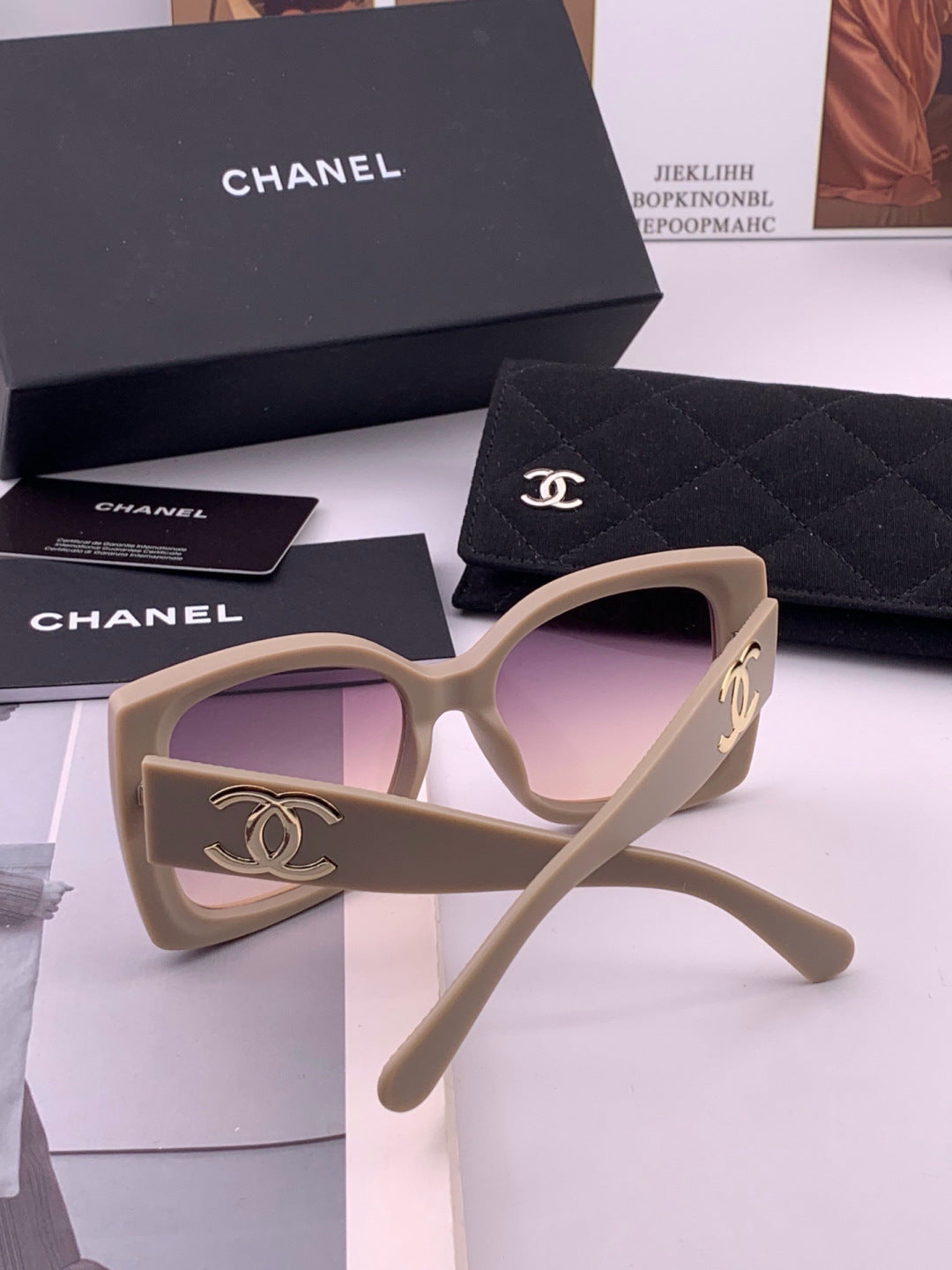 Chanel CH17005 Oversized Purple Lens Sunglasses for Men & Women - detail image 7