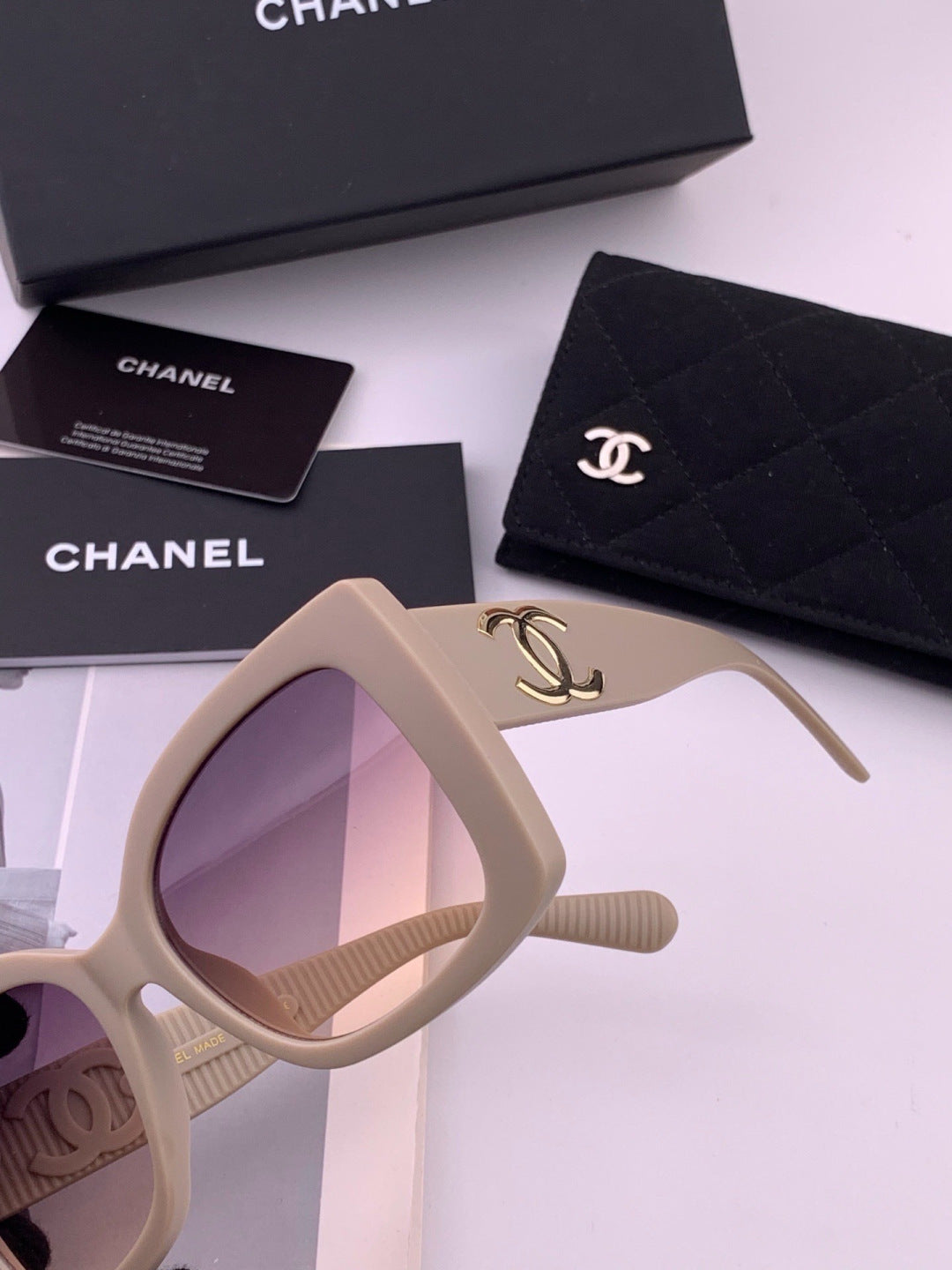 Chanel CH17005 Oversized Purple Lens Sunglasses for Men & Women - detail image 3