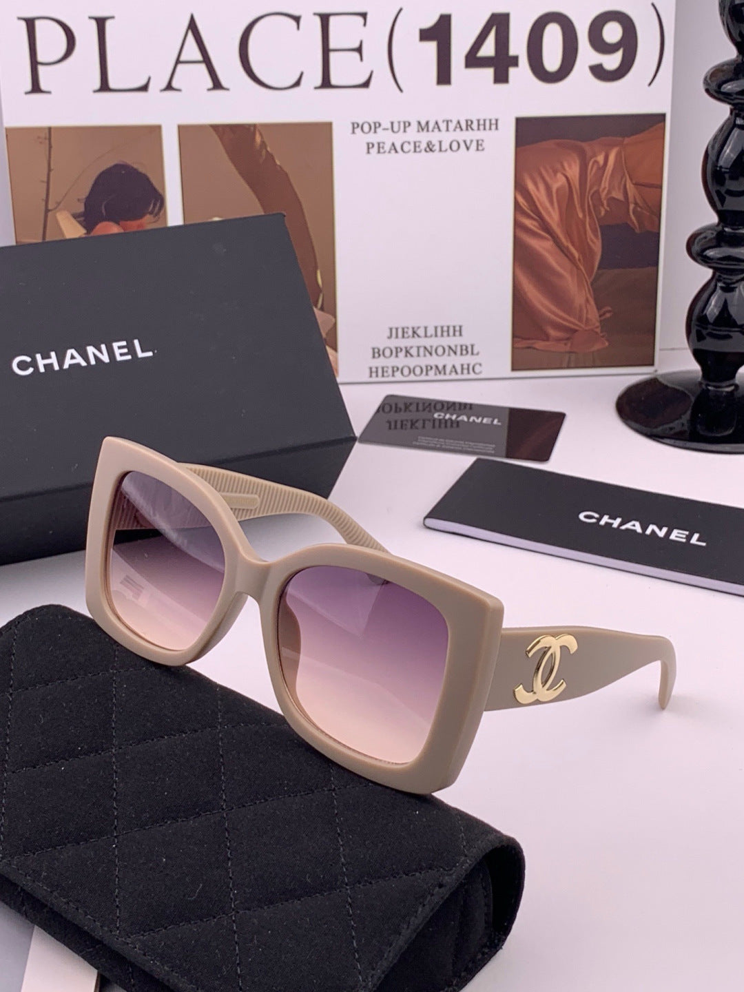 Chanel CH17005 Oversized Purple Lens Sunglasses for Men & Women - detail image 2